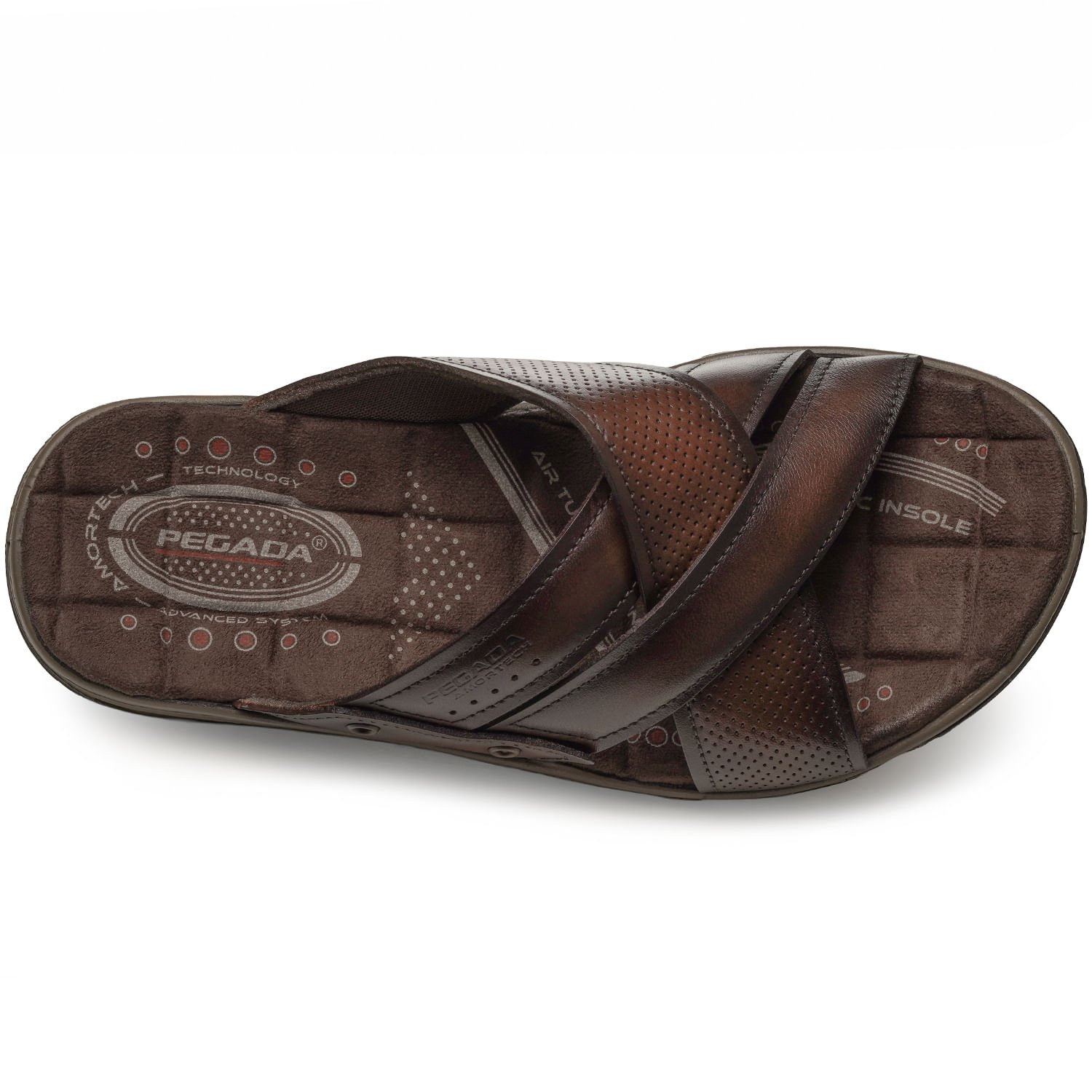 Chinelo Pegada Masculino em Couro Pinhão 131675-01 Pinhão 6