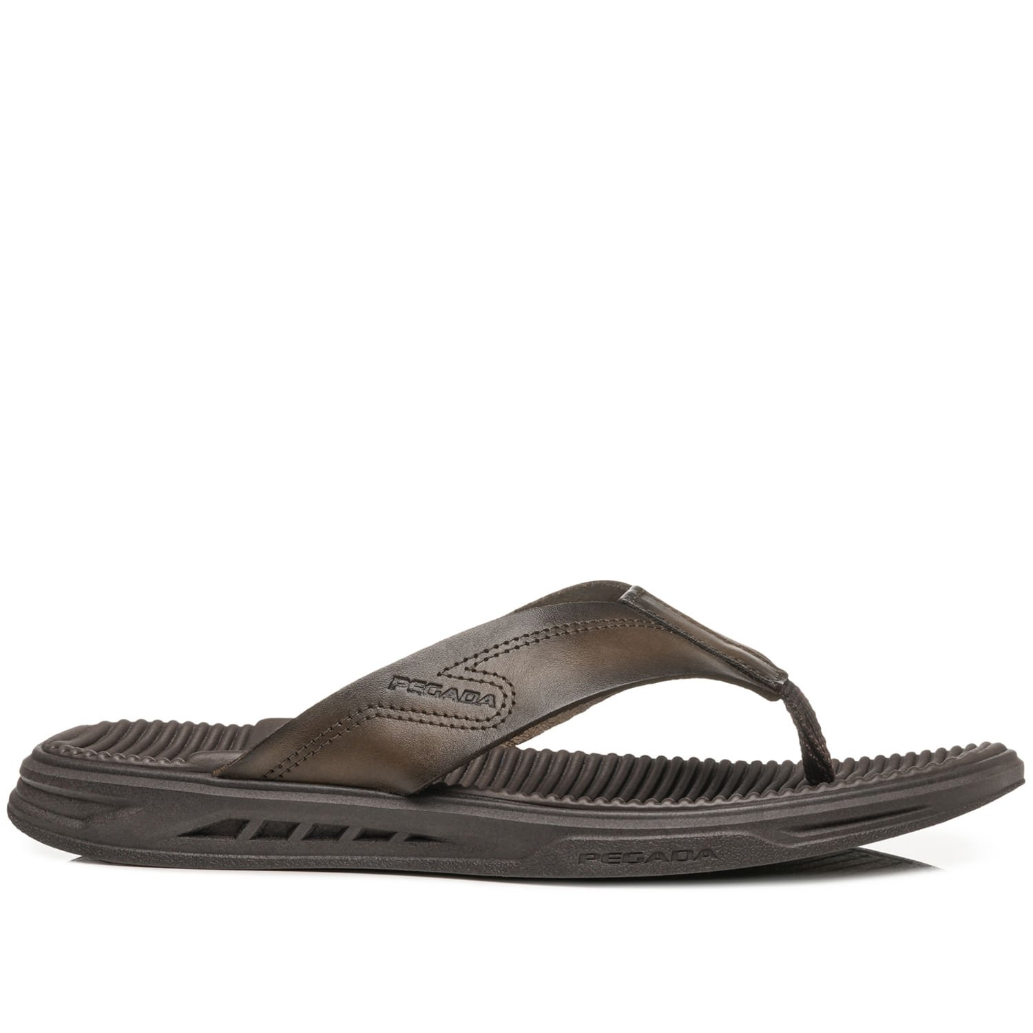 Chinelo Pegada Masculino em Couro Cravo 134602-02