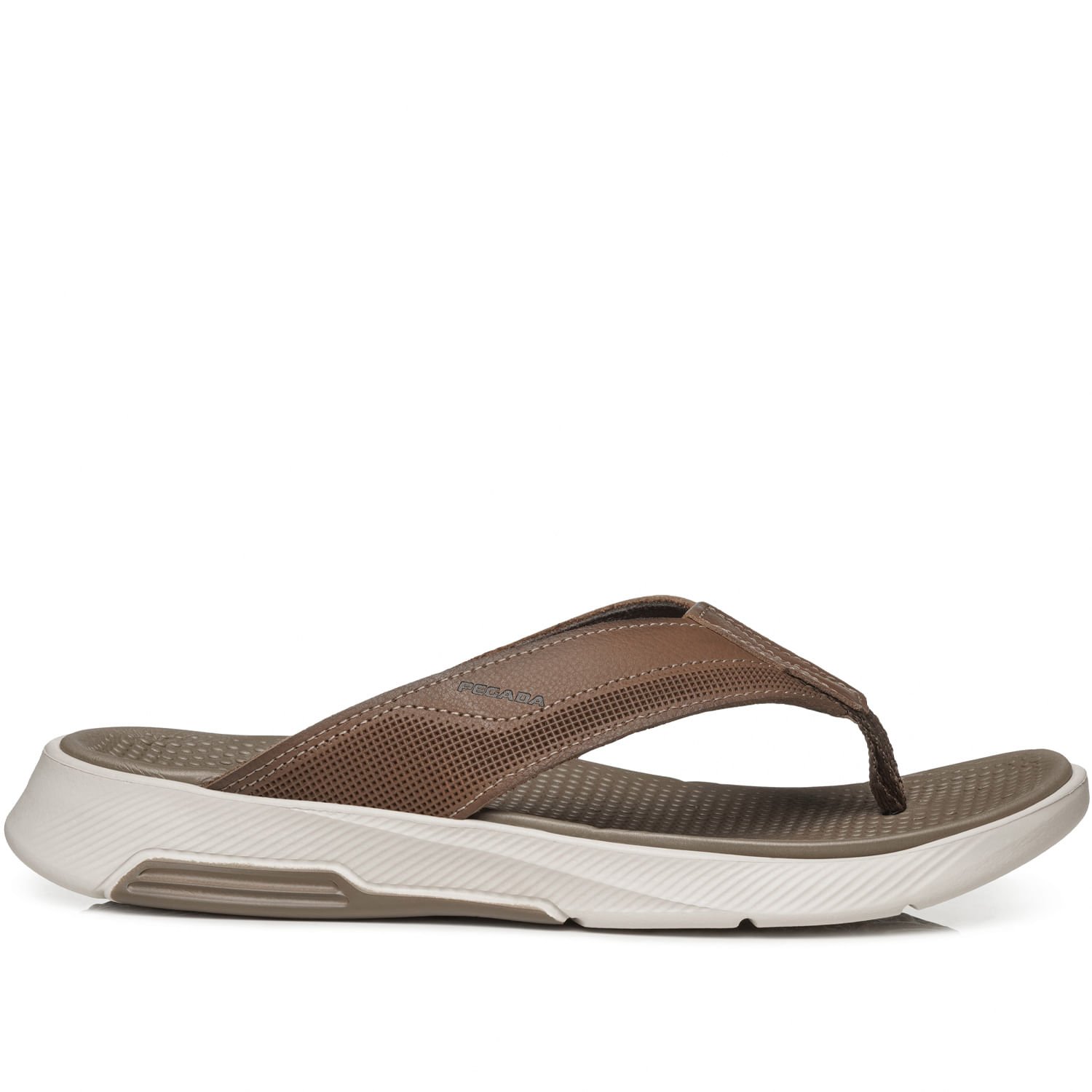 Chinelo Pegada Masculino em Couro Caqui 134701-07