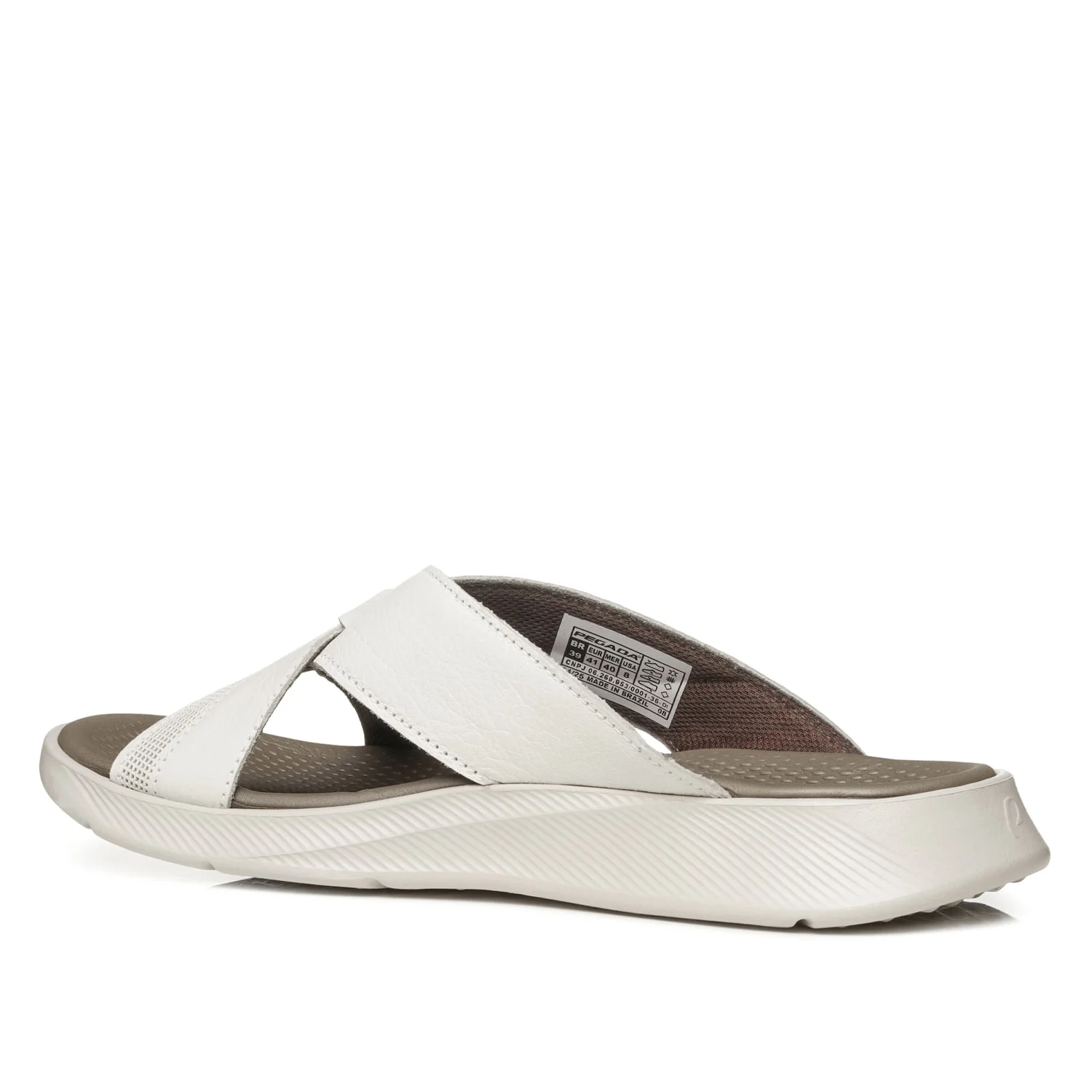 Chinelo Pegada Masculino em Couro Milk 134702-02 Branco 4