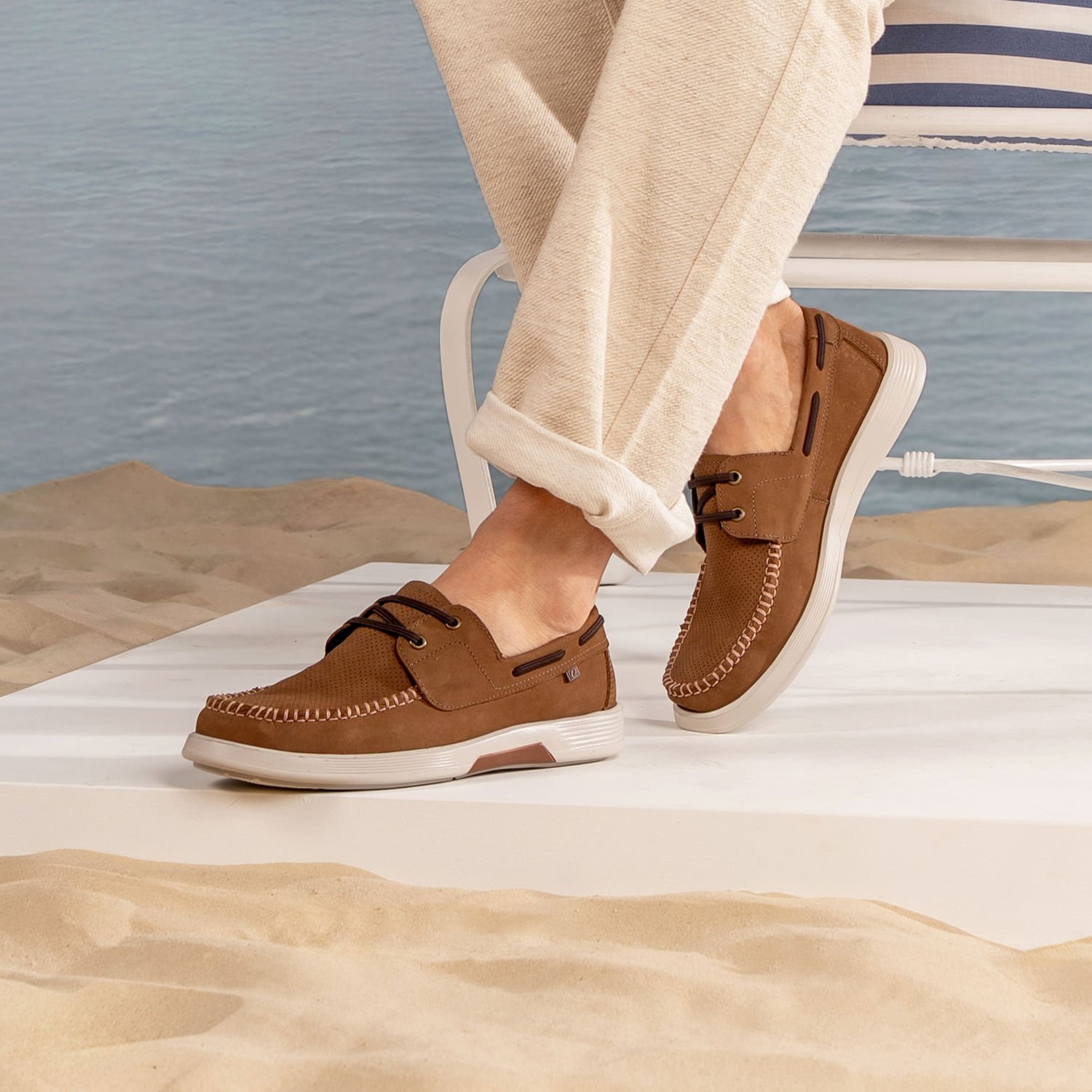 Mocassim Pegada Masculino em Couro Mascavo 142302-05 Mascavo 2