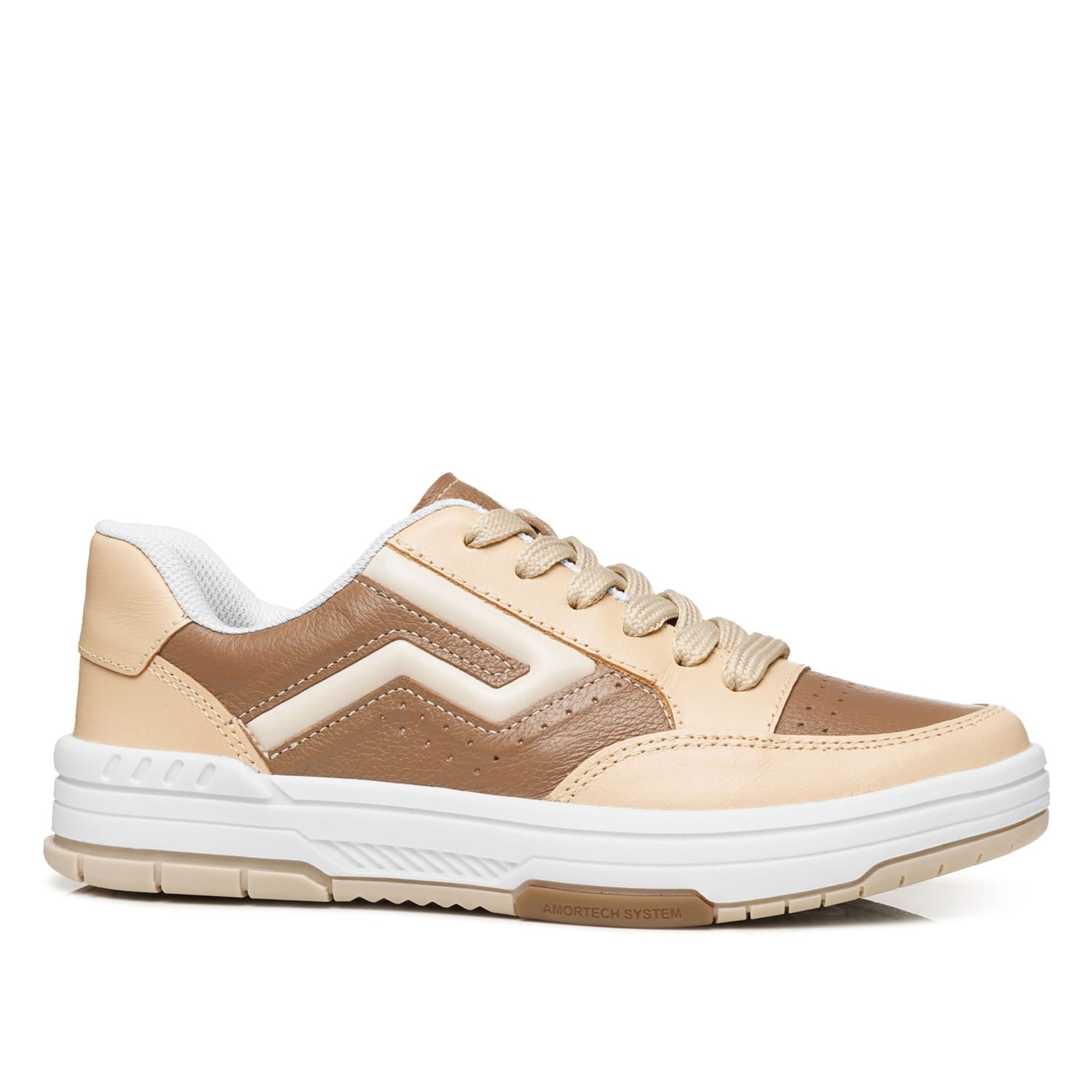 Tênis Pegada Feminino em Couro Caramelo 212609-03