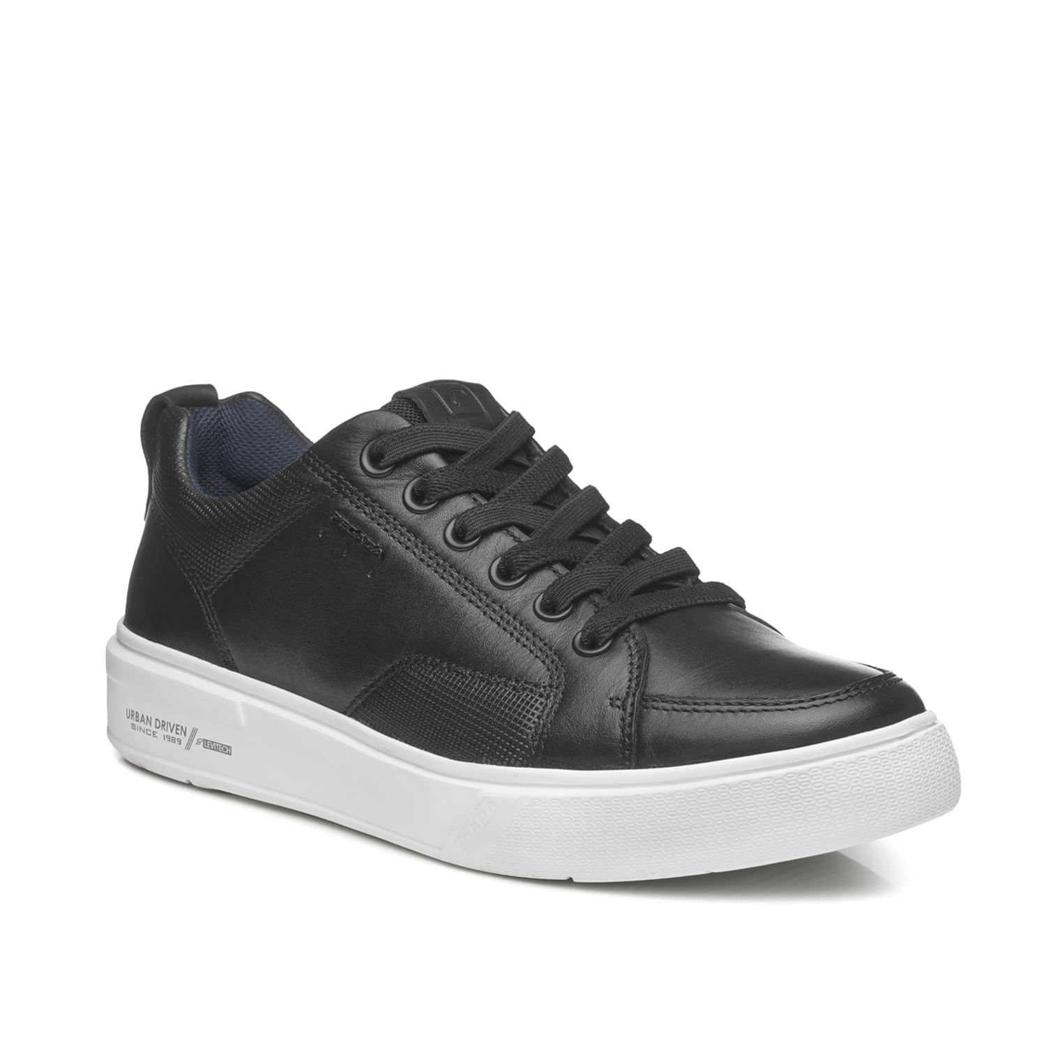 Tênis Casual Pegada Masculino Plus Size em Couro Preto 511902-06 Preto 2