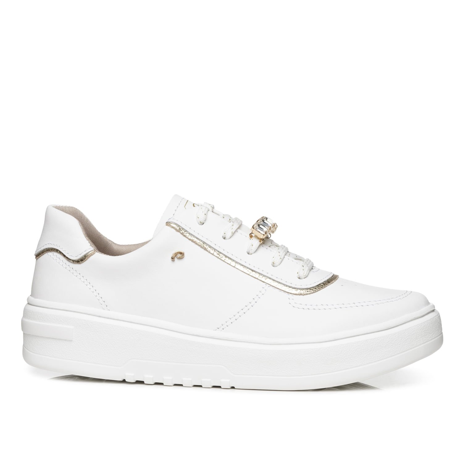 Tênis Pegada Feminino em Couro Branco 213107-01