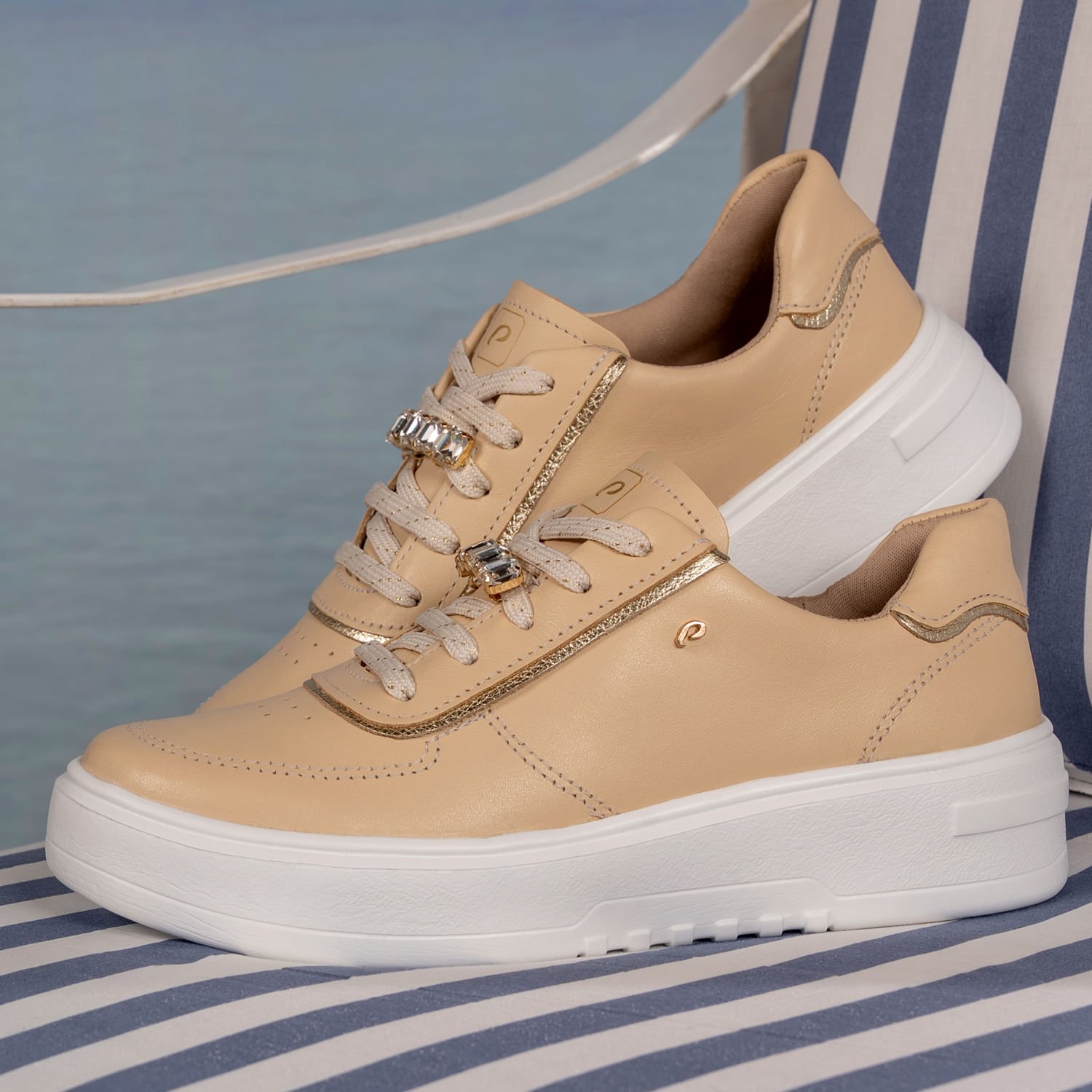 Tênis Pegada Feminino em Couro Sand 213107-02 Bege 2