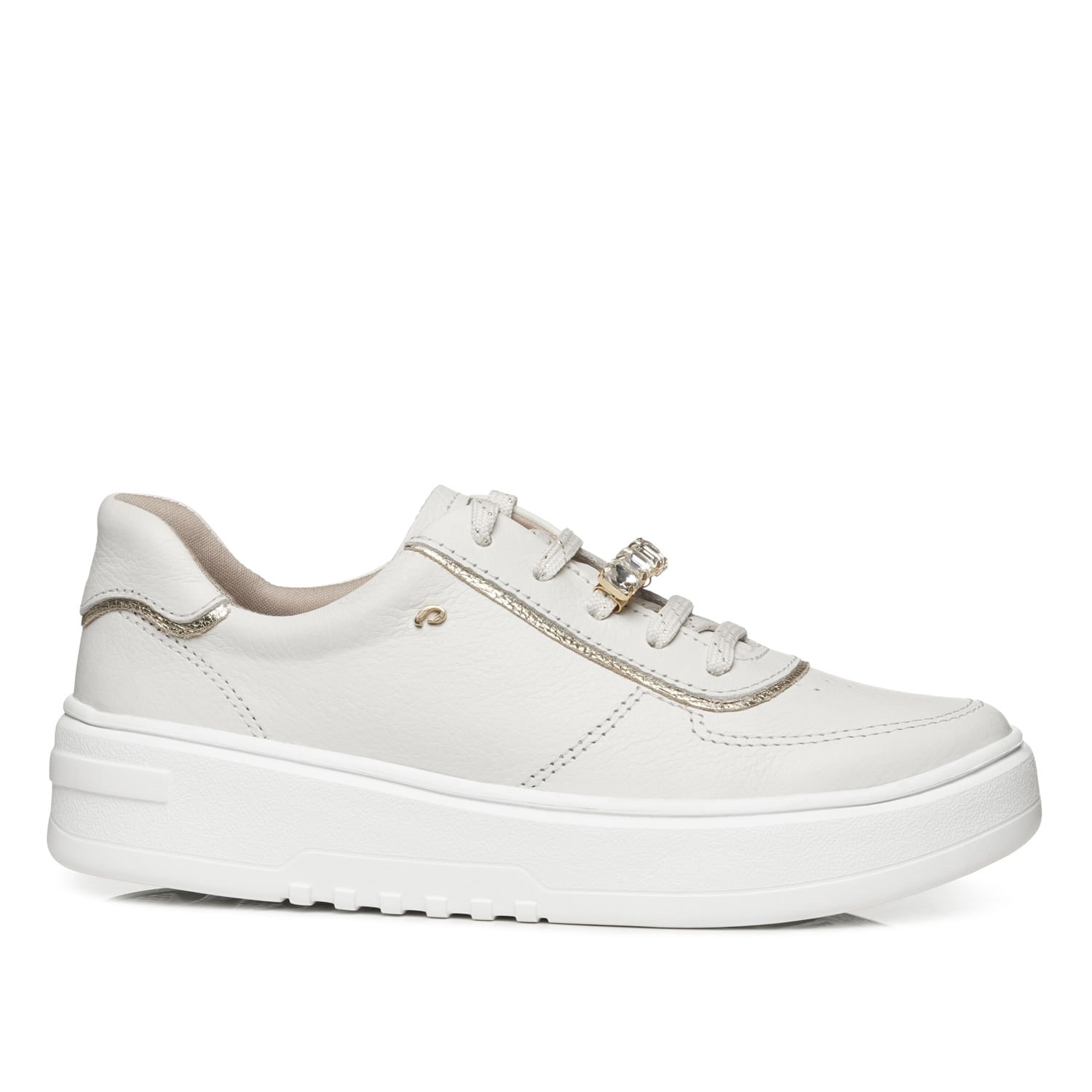 Tênis Pegada Feminino em Couro Milk 213107-03