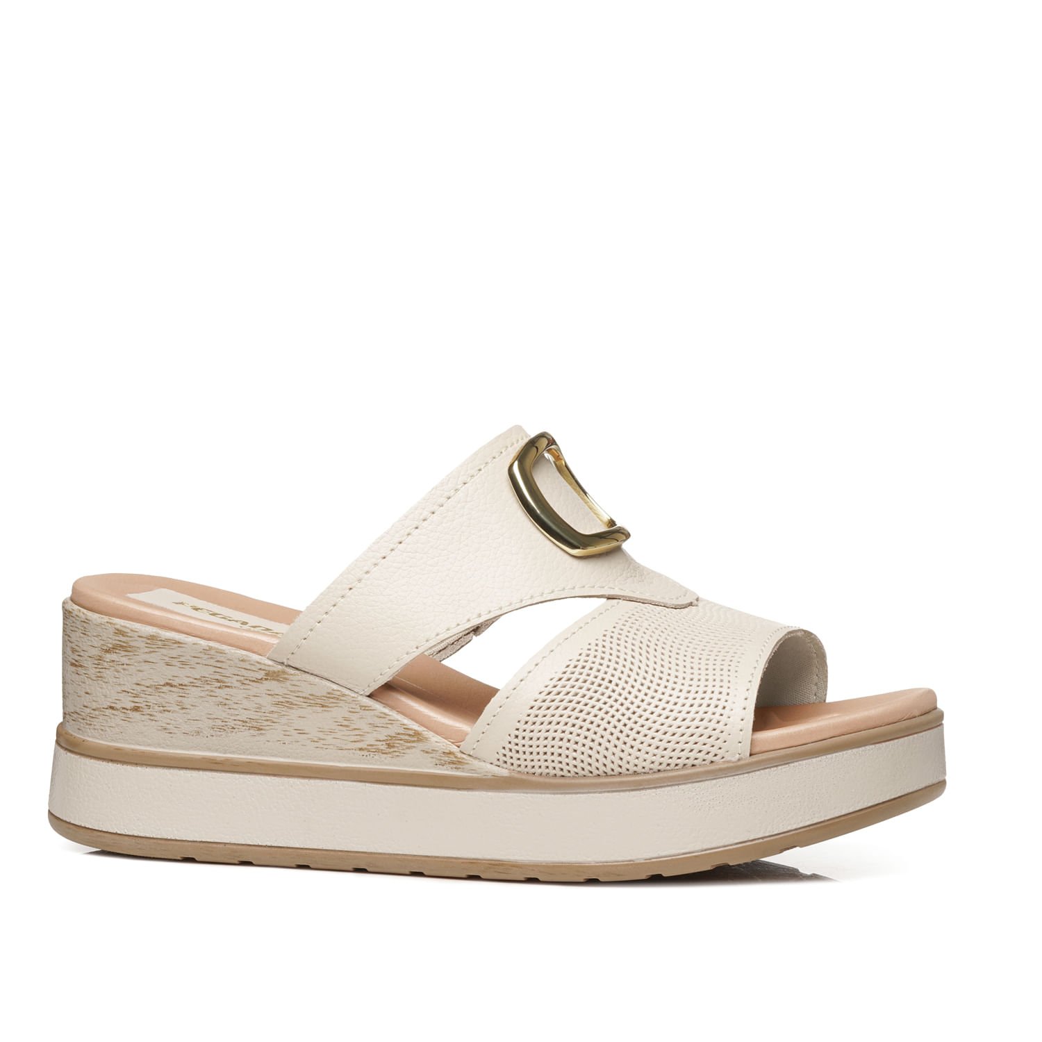 Tamanco Pegada Feminino em Couro Off White 234206-02