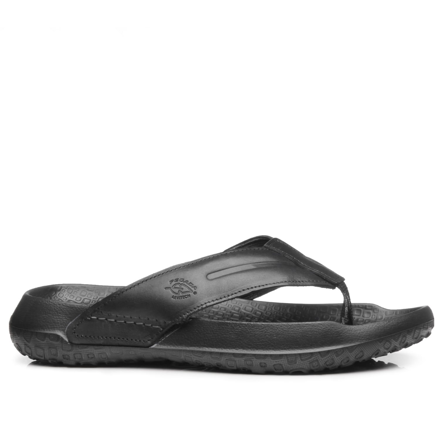 Chinelo Pegada Masculino em Couro Preto 133451-04