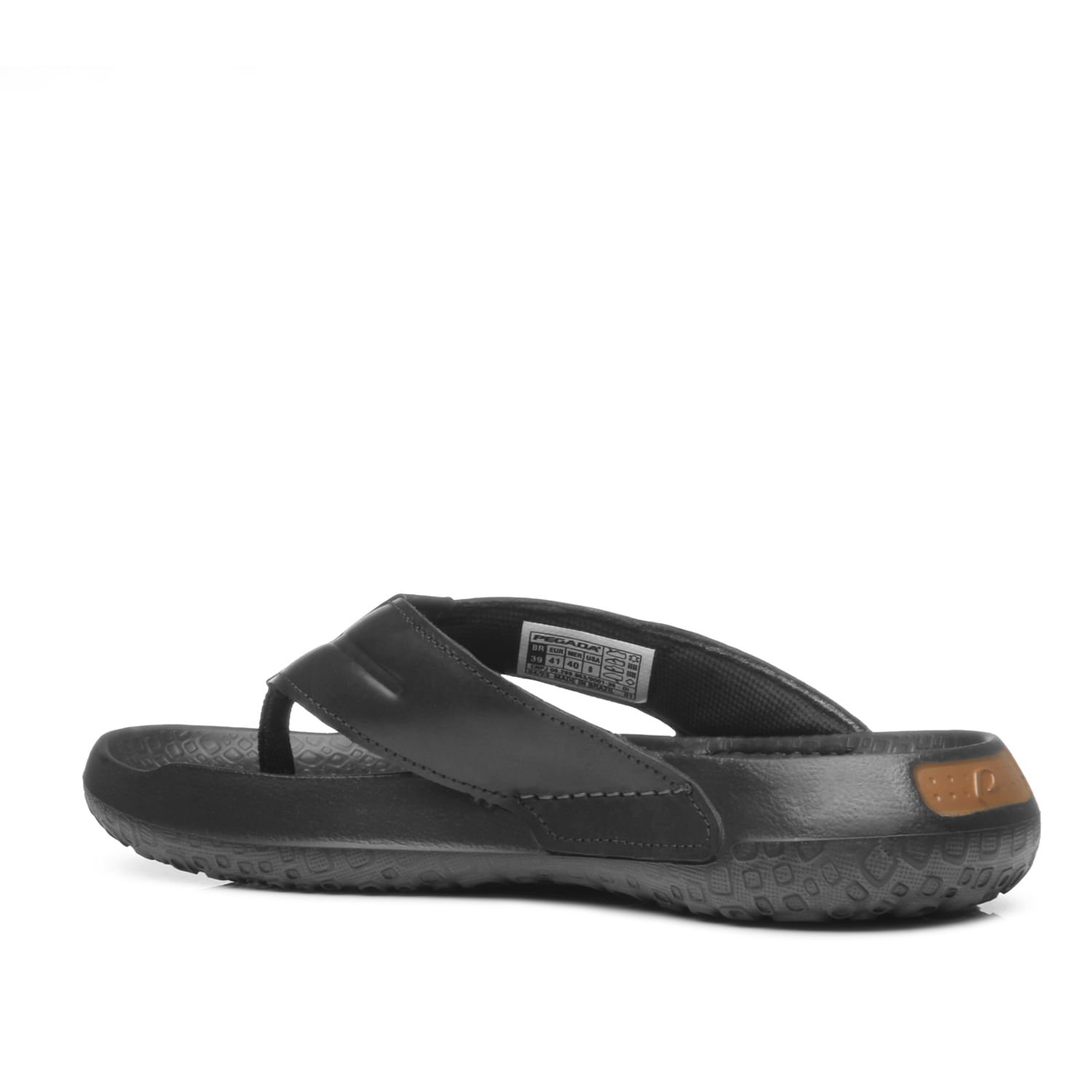 Chinelo Pegada Masculino em Couro Preto 133451-04 Preto 3