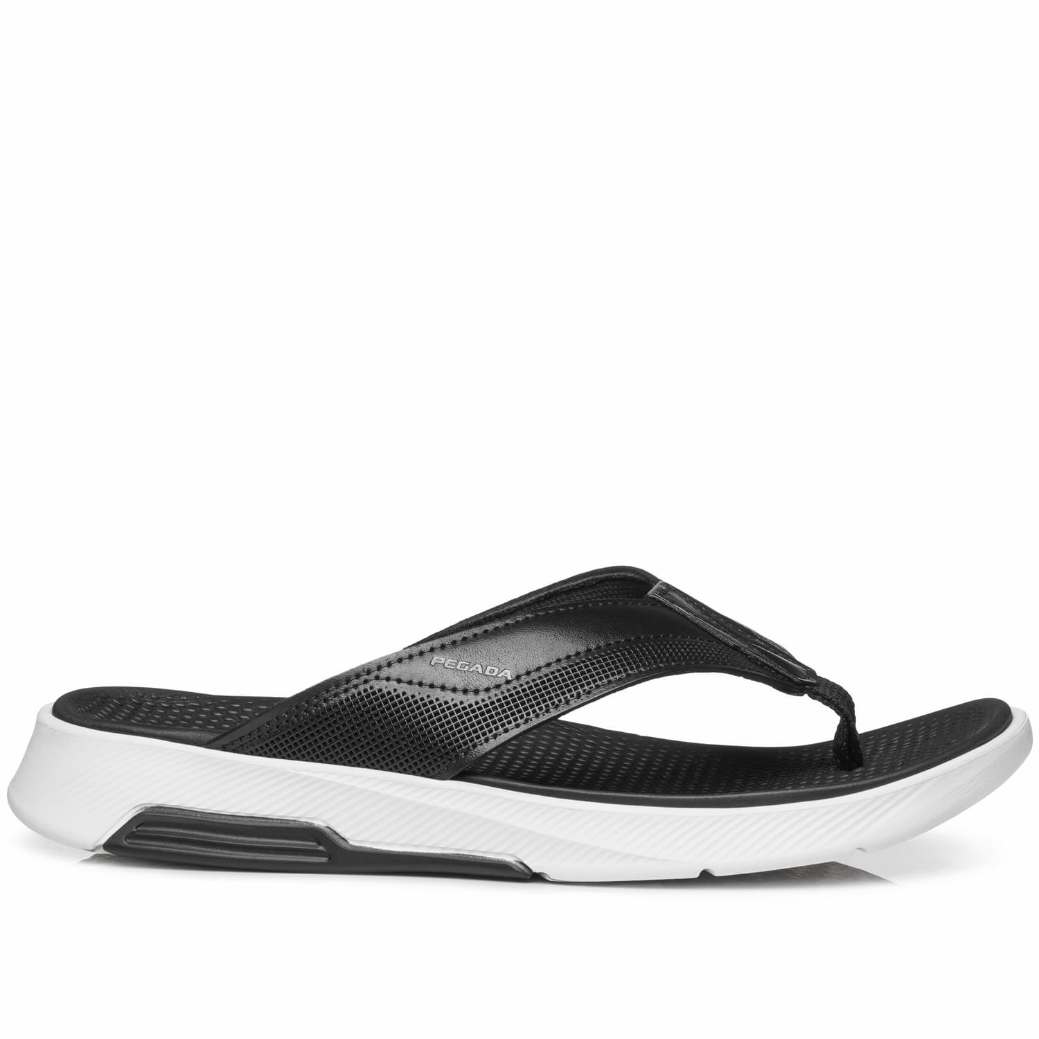 Chinelo Pegada Masculino em Couro Preto 134701-05