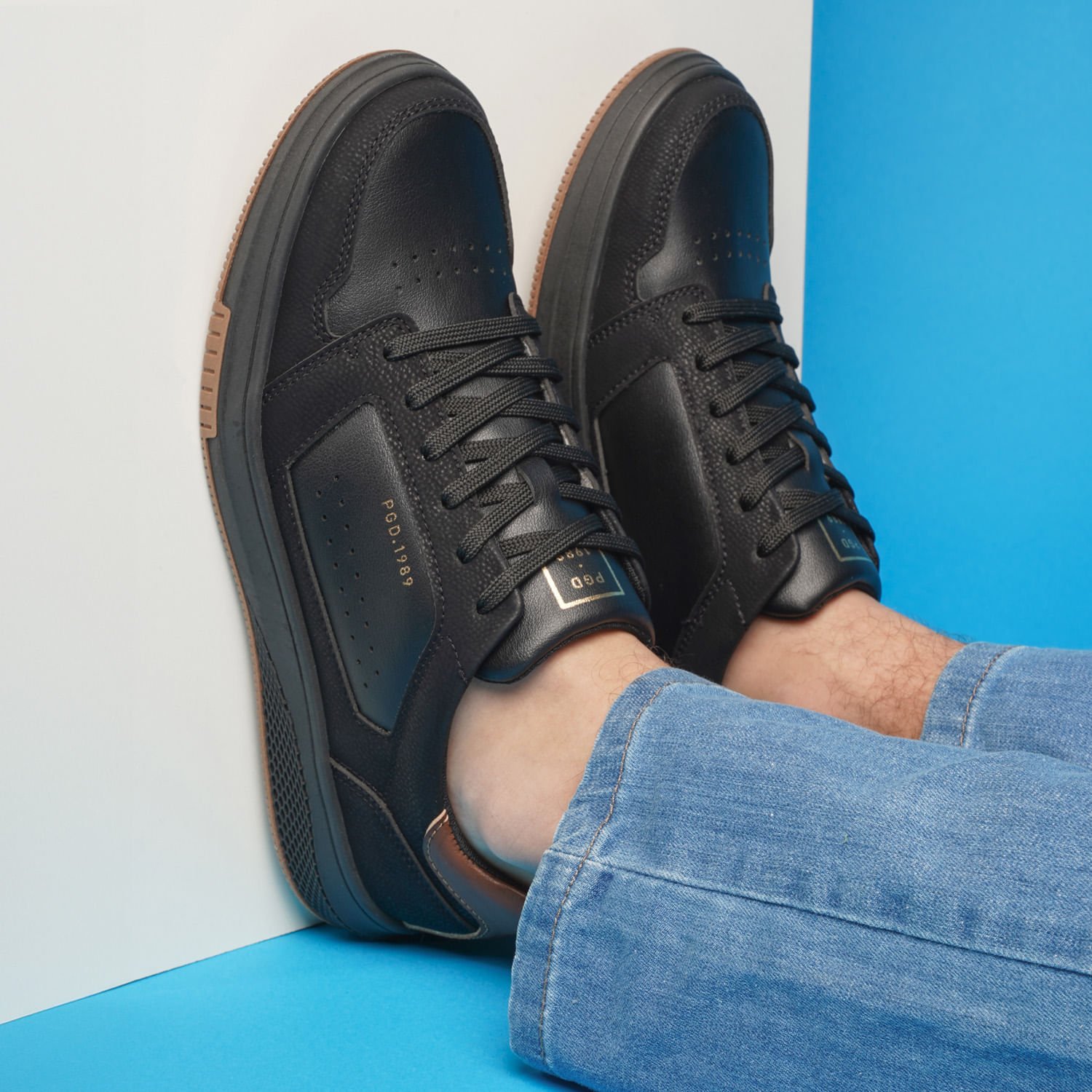 Sapatênis Pegada Masculino em Microfibra Preto 172403-04 Preto 2