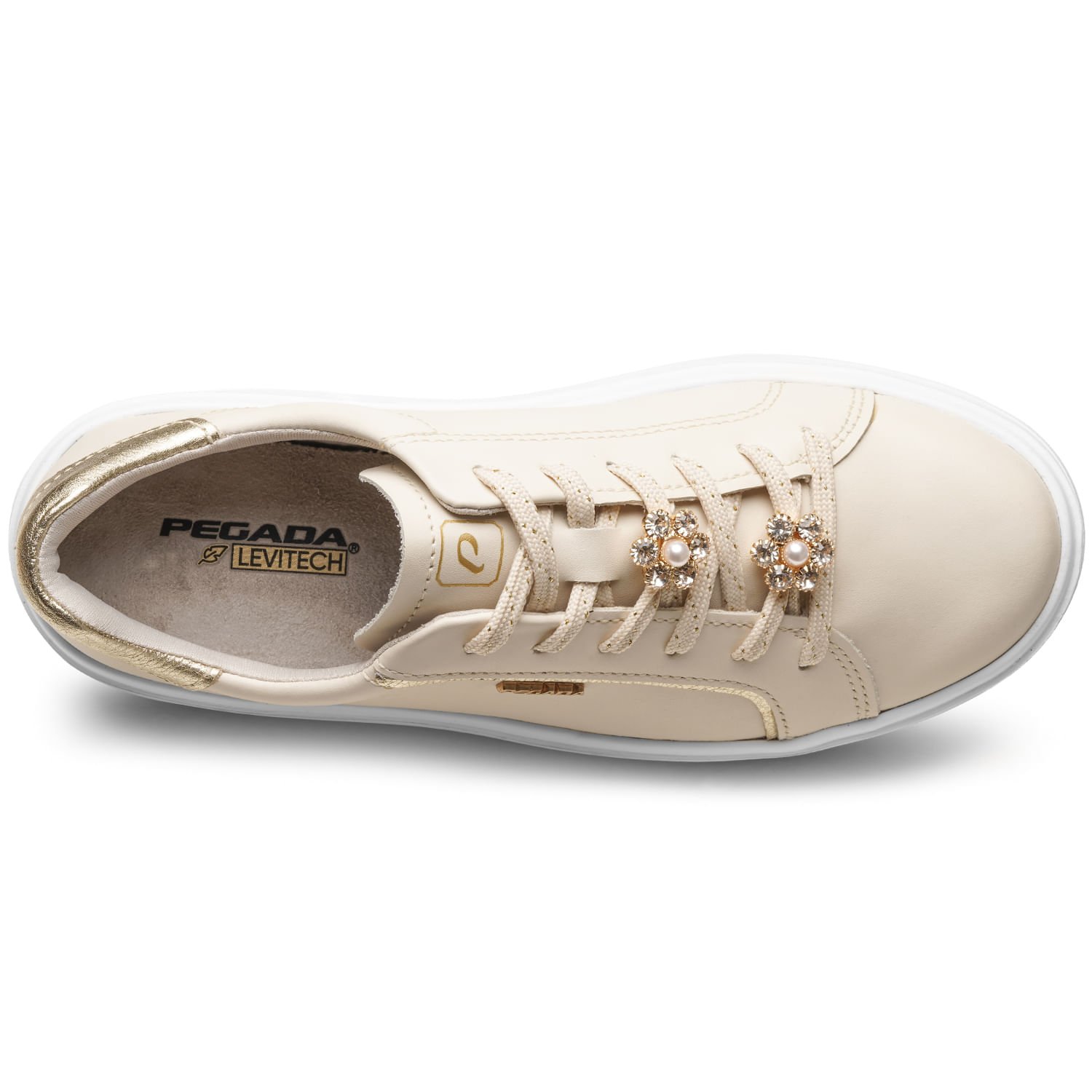 Tênis Pegada Feminino em Couro Milk 211221-02 Bege 6