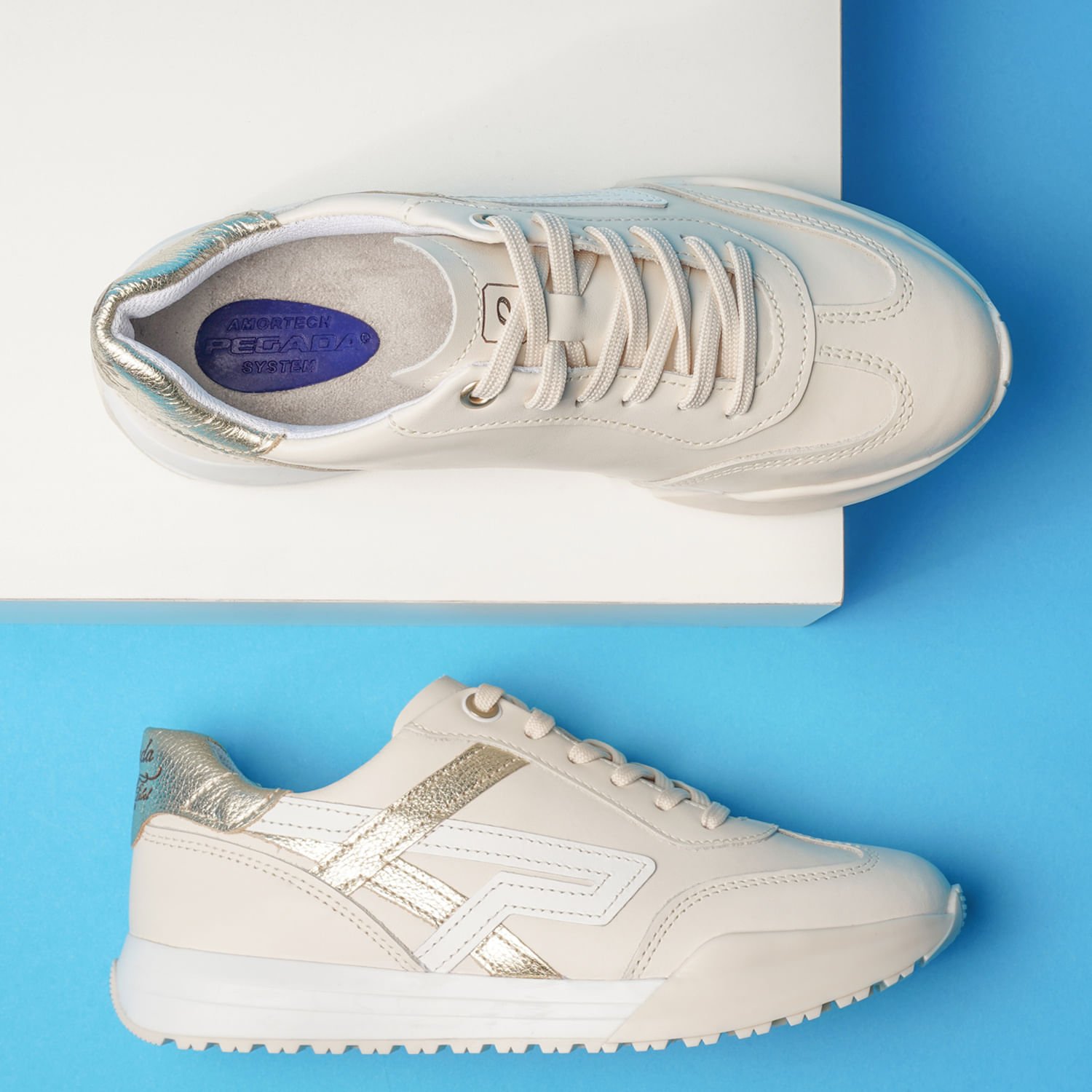 Tênis Pegada Feminino em Couro Milk 213001-02 Bege 2