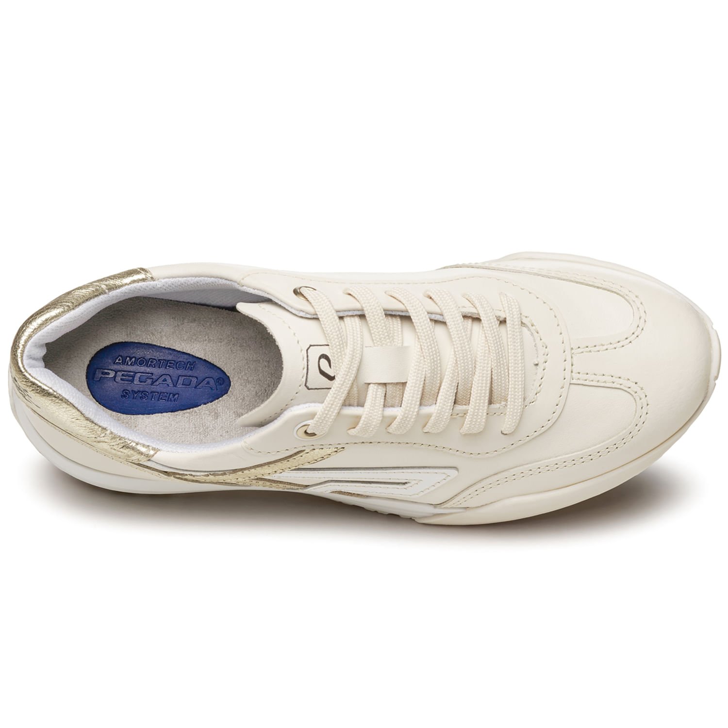 Tênis Pegada Feminino em Couro Milk 213001-02 Bege 7