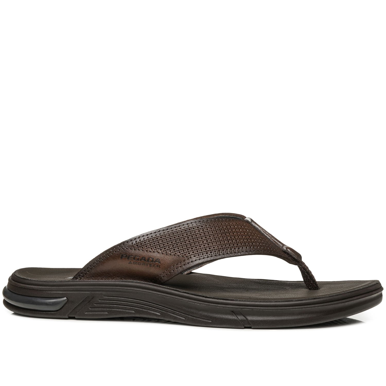 Chinelo Pegada Masculino em Couro Pinhão 134403-01