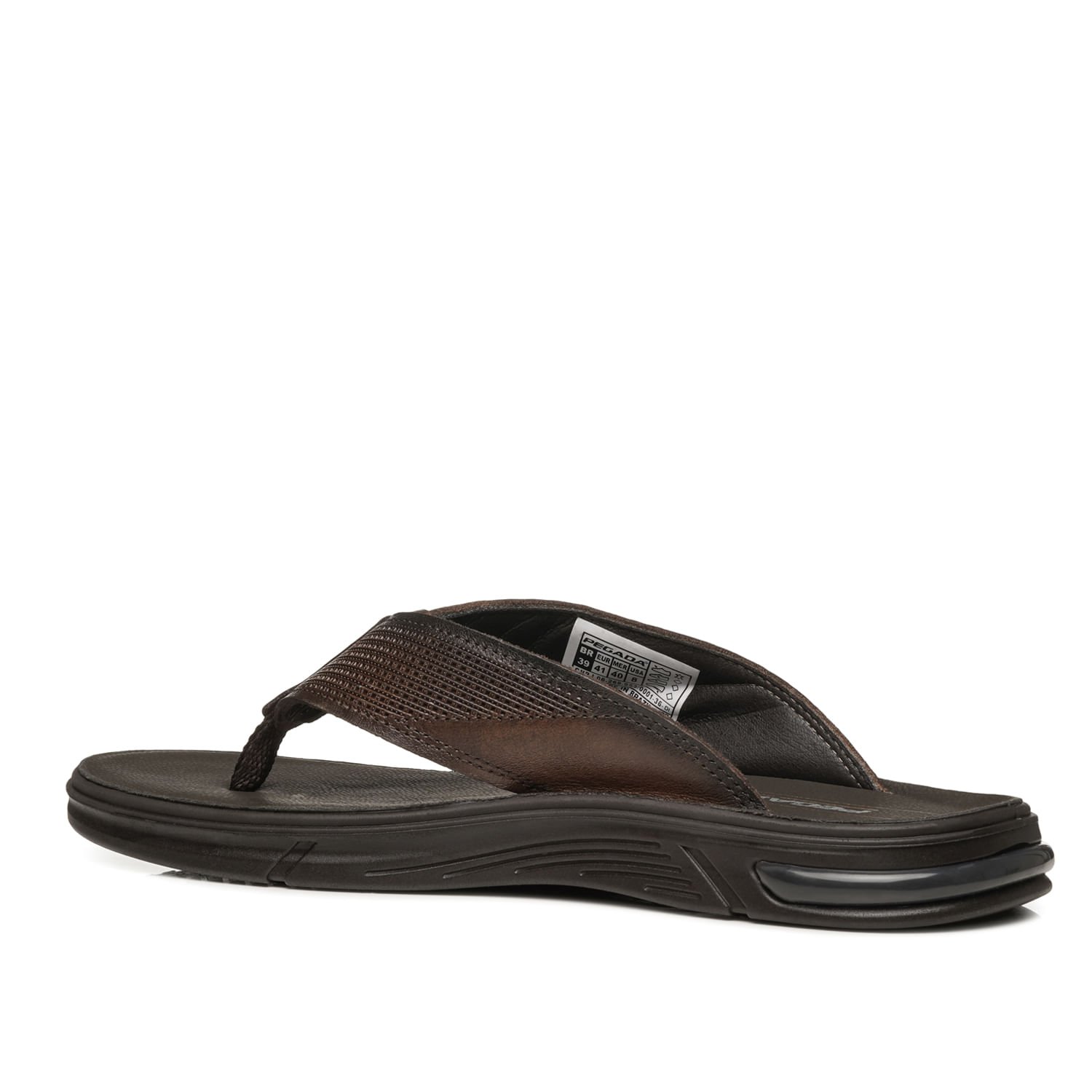 Chinelo Pegada Masculino em Couro Pinhão 134403-01 Marrom 4