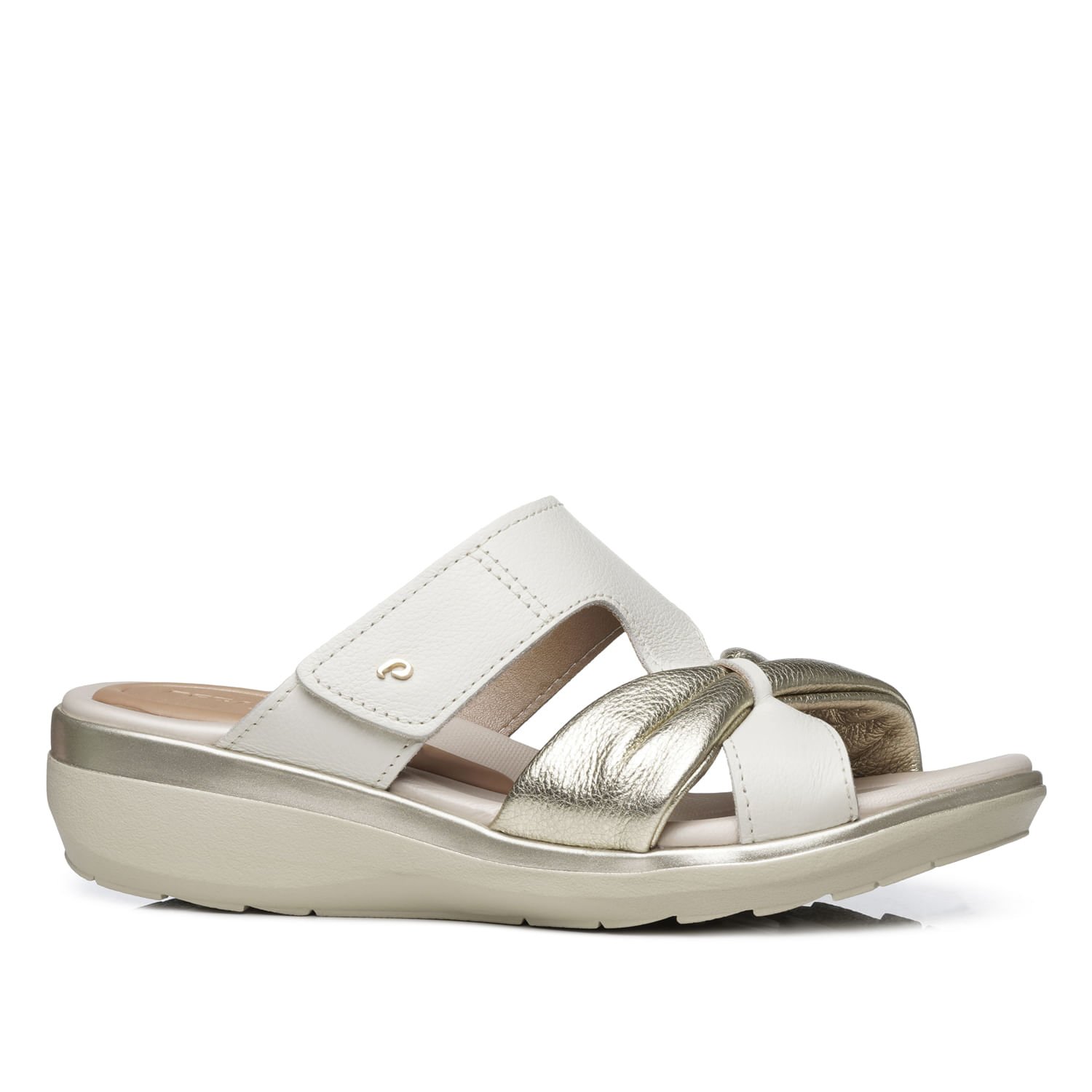 Chinelo Pegada Feminino em Couro Milk 232712-05