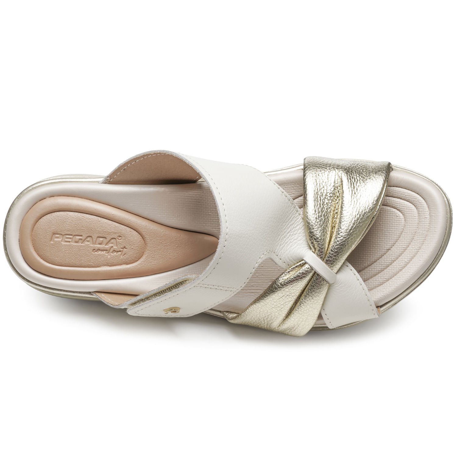 Chinelo Pegada Feminino em Couro Milk 232712-05 Prata 5