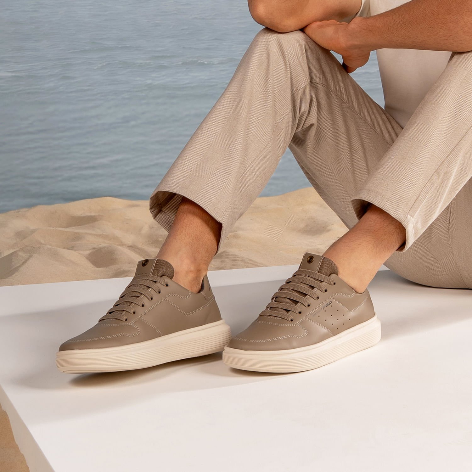 Sapatênis Pegada Masculino em Microfibra Areia 172108-03 Areia 2