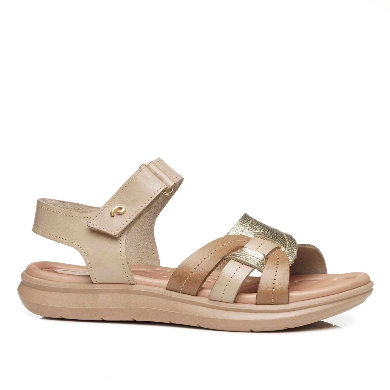 Sandália Pegada Feminino em Couro Cream 232854-01