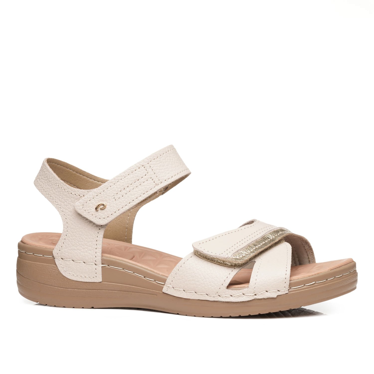 Chinelo Pegada Feminino em Couro Off White 233814-01