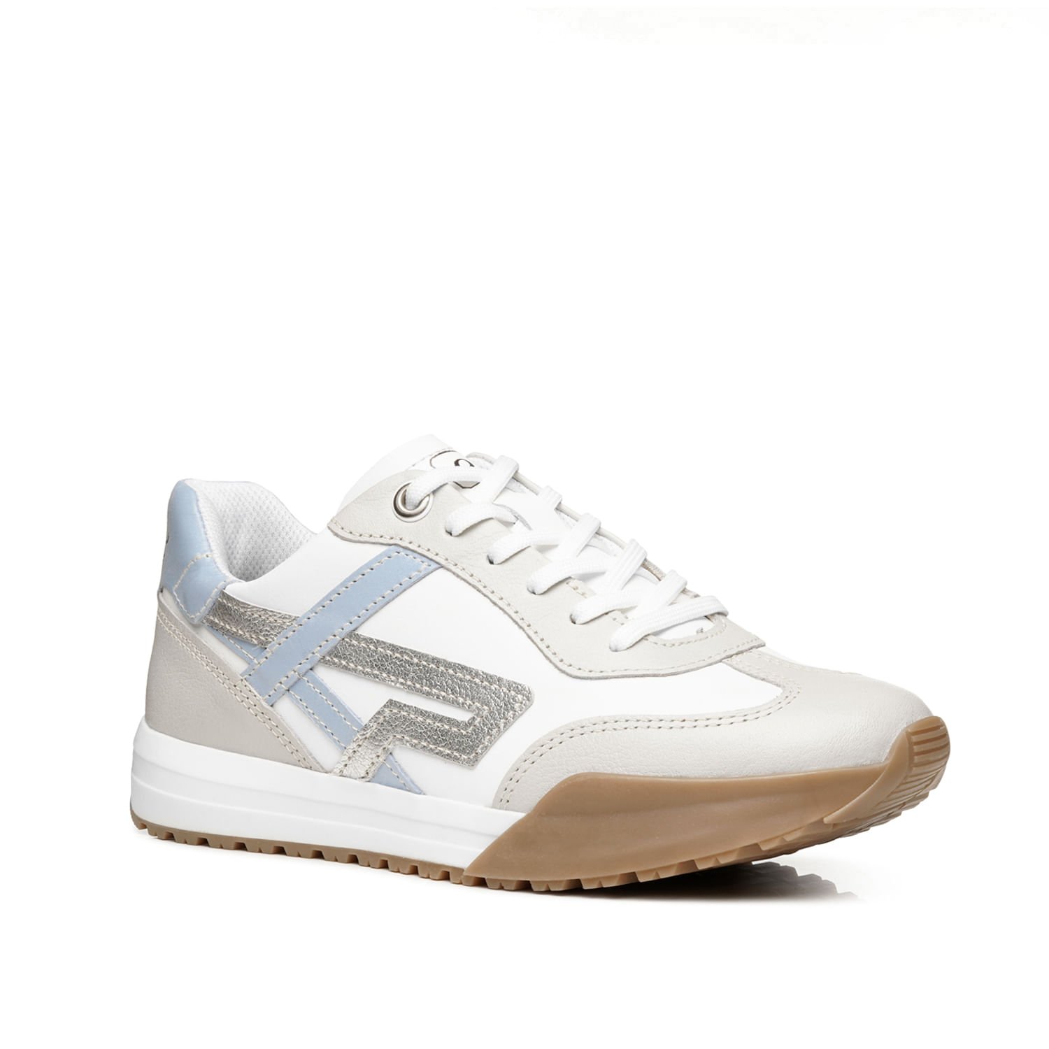 Tênis Pegada Feminino em Couro Branco 213001-03 Branco/Cinza/Azul 3