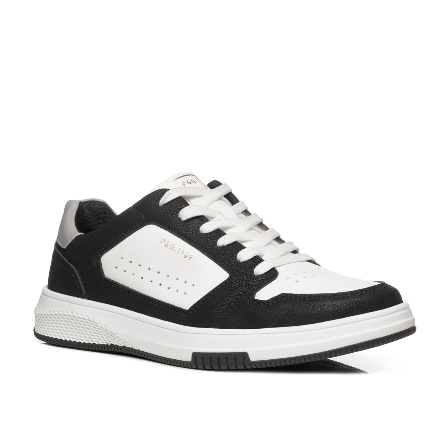 Sapatênis Pegada Masculino em Microfibra Branco 172403-02 Branco/Preto 3