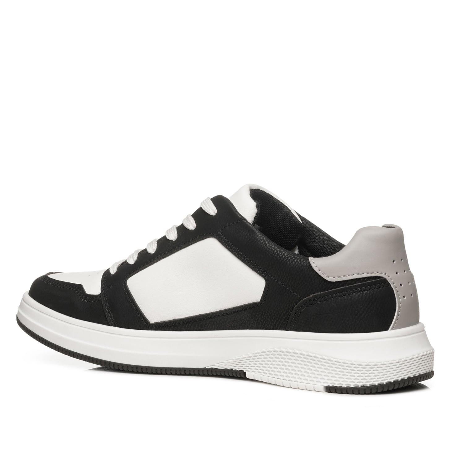 Sapatênis Pegada Masculino em Microfibra Branco 172403-02 Branco/Preto 4