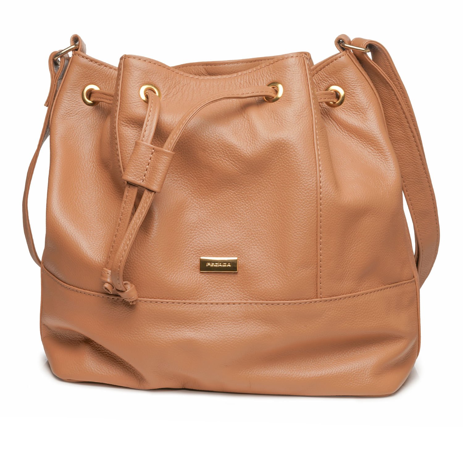 Bolsa Pegada Feminina Hobo em Couro Caramelo BO210008-02