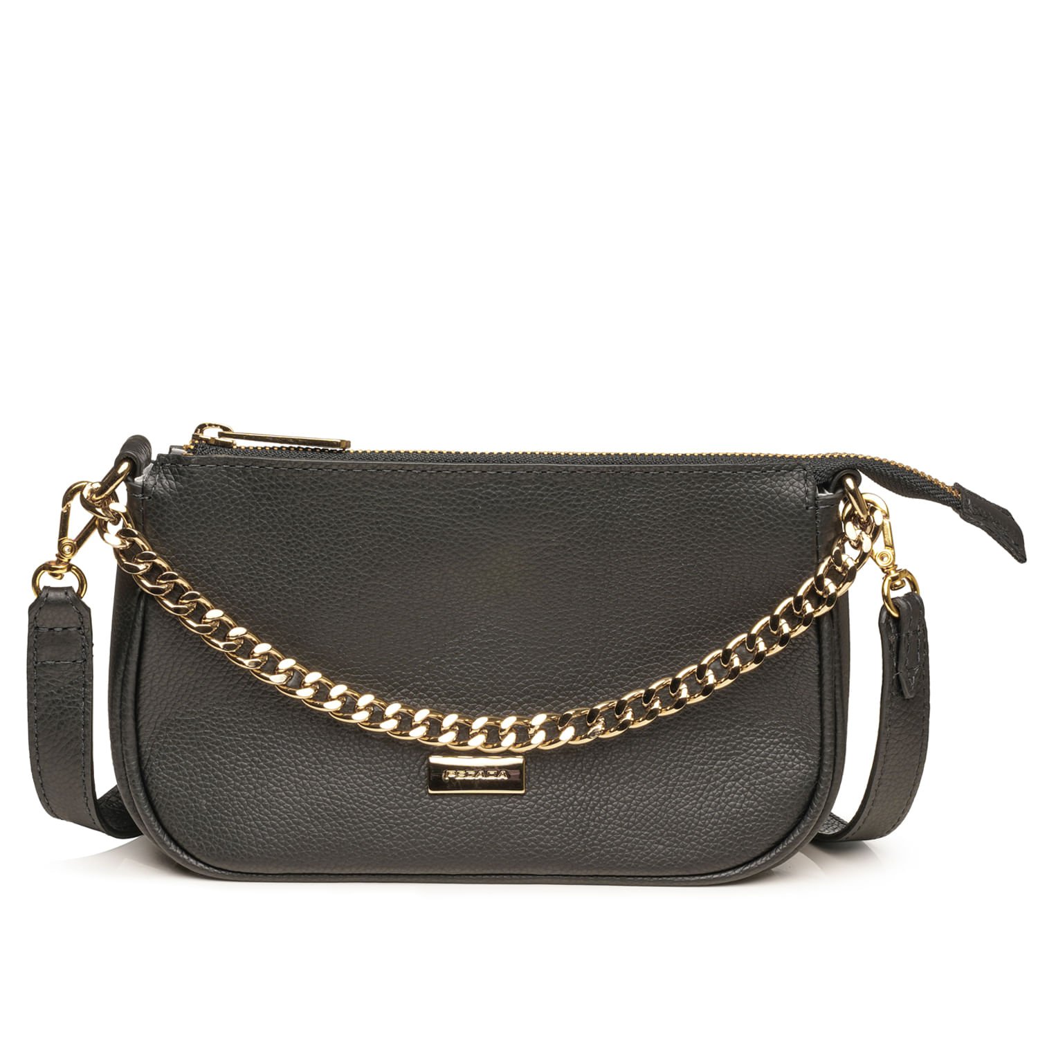 Bolsa Pegada Feminina Tiracolo em Couro Preto BO210009-01