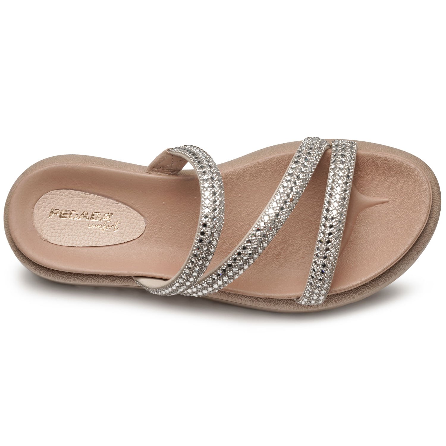 Chinelo Pegada Feminino em Couro Cristal 234454-02 Bege 5