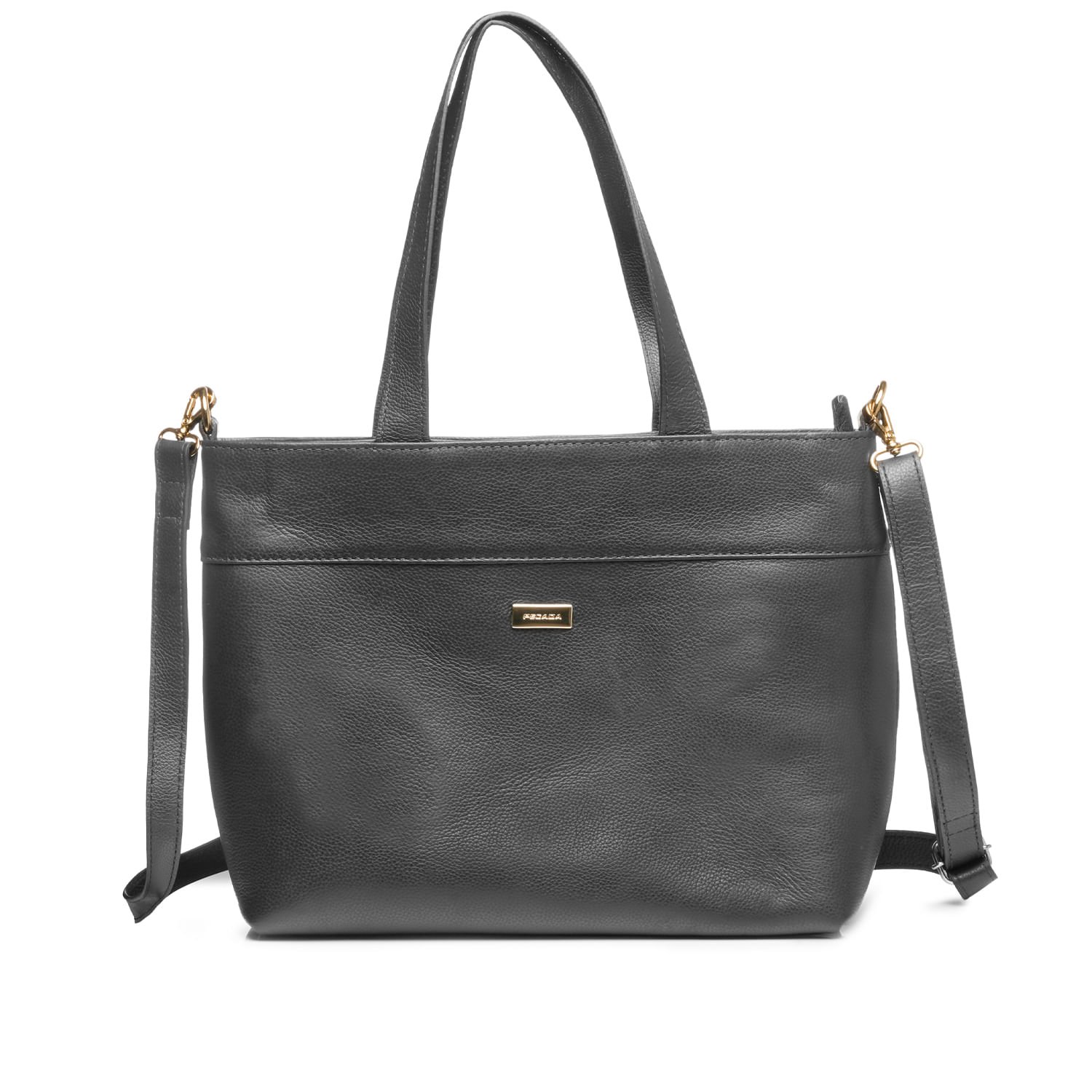 Bolsa Pegada Feminina Shopping em Couro Preto BO210014-01