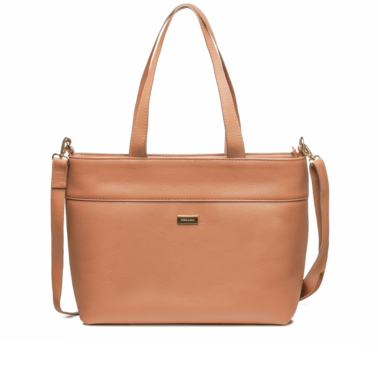 Bolsa Pegada Feminina Shopping em Couro Caramelo BO210014-02