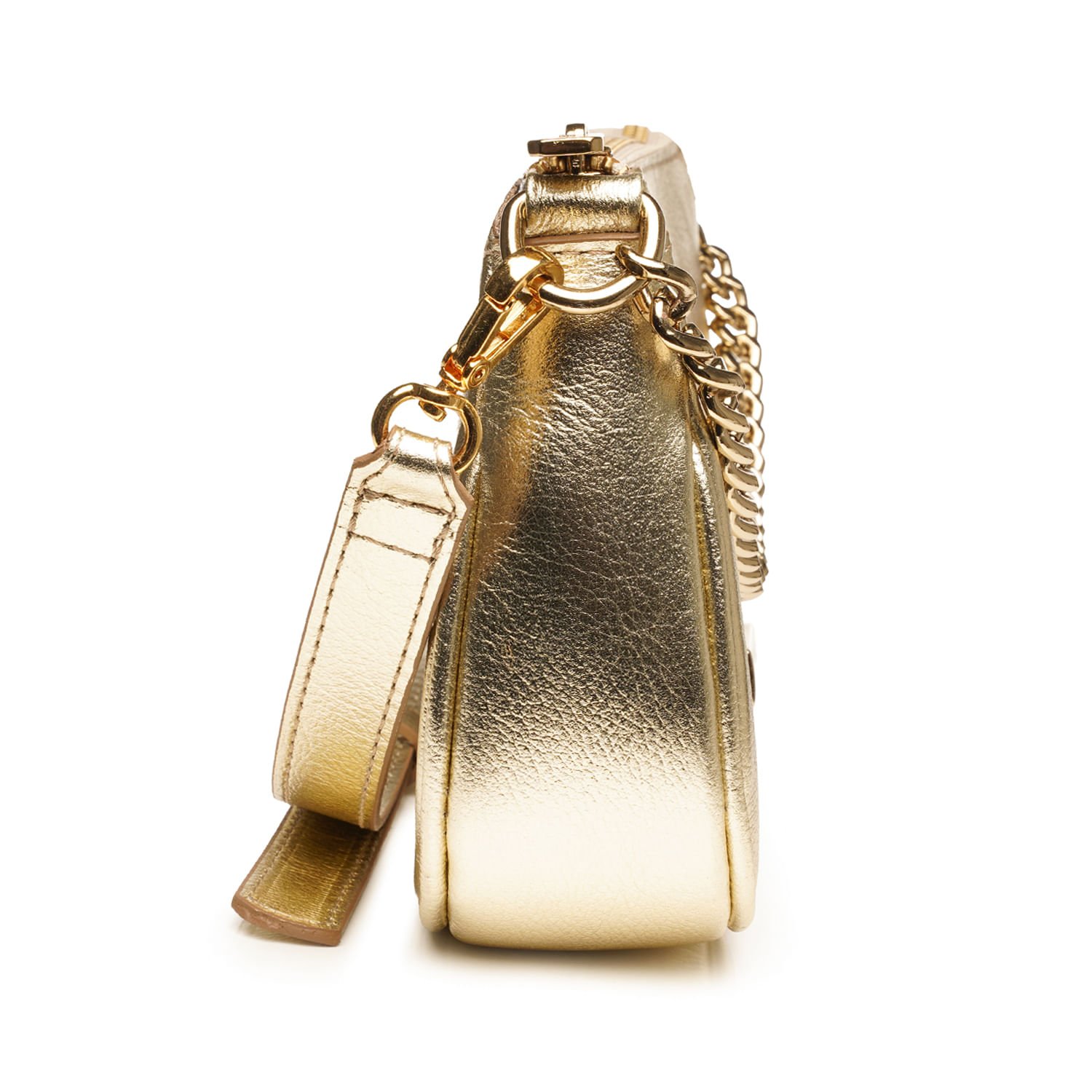 Bolsa Pegada Feminina Tiracolo em Couro Ouro BO210009-04 Dourado 3