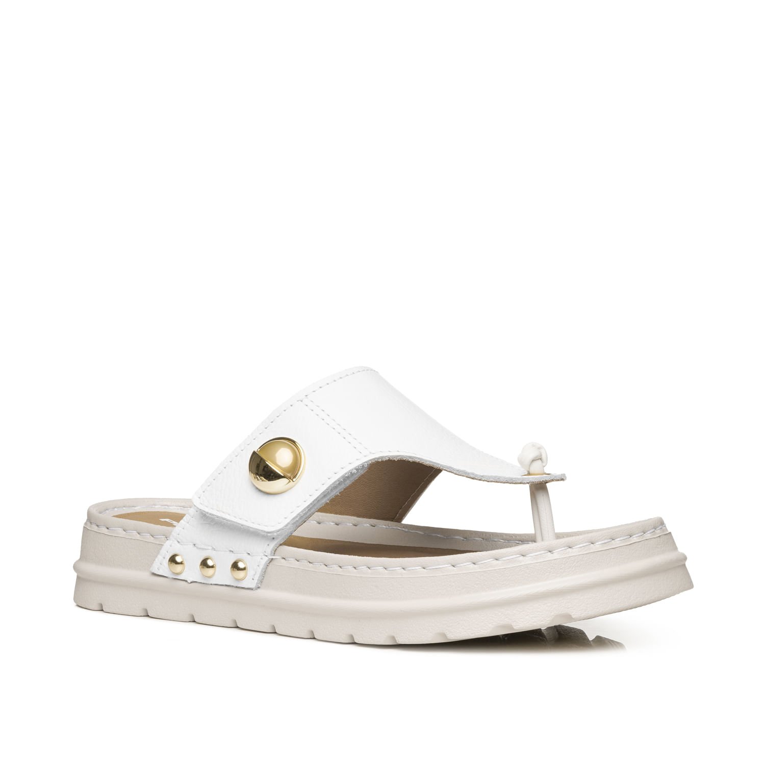 Chinelo Pegada Feminino em Couro Branco 234702-01 Branco 2