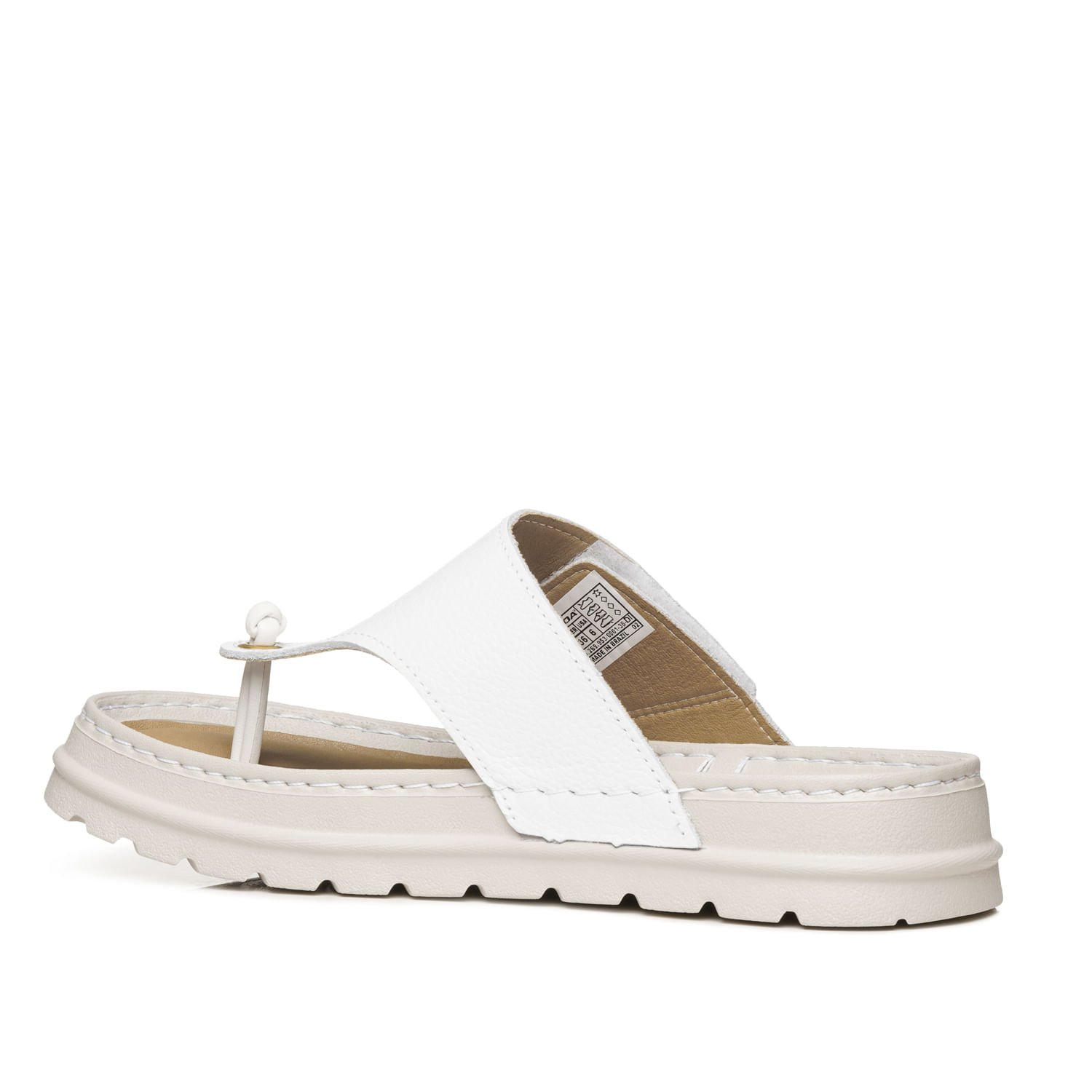 Chinelo Pegada Feminino em Couro Branco 234702-01 Branco 3