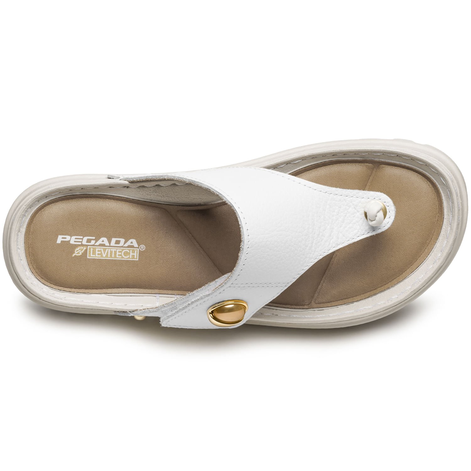 Chinelo Pegada Feminino em Couro Branco 234702-01 Branco 6