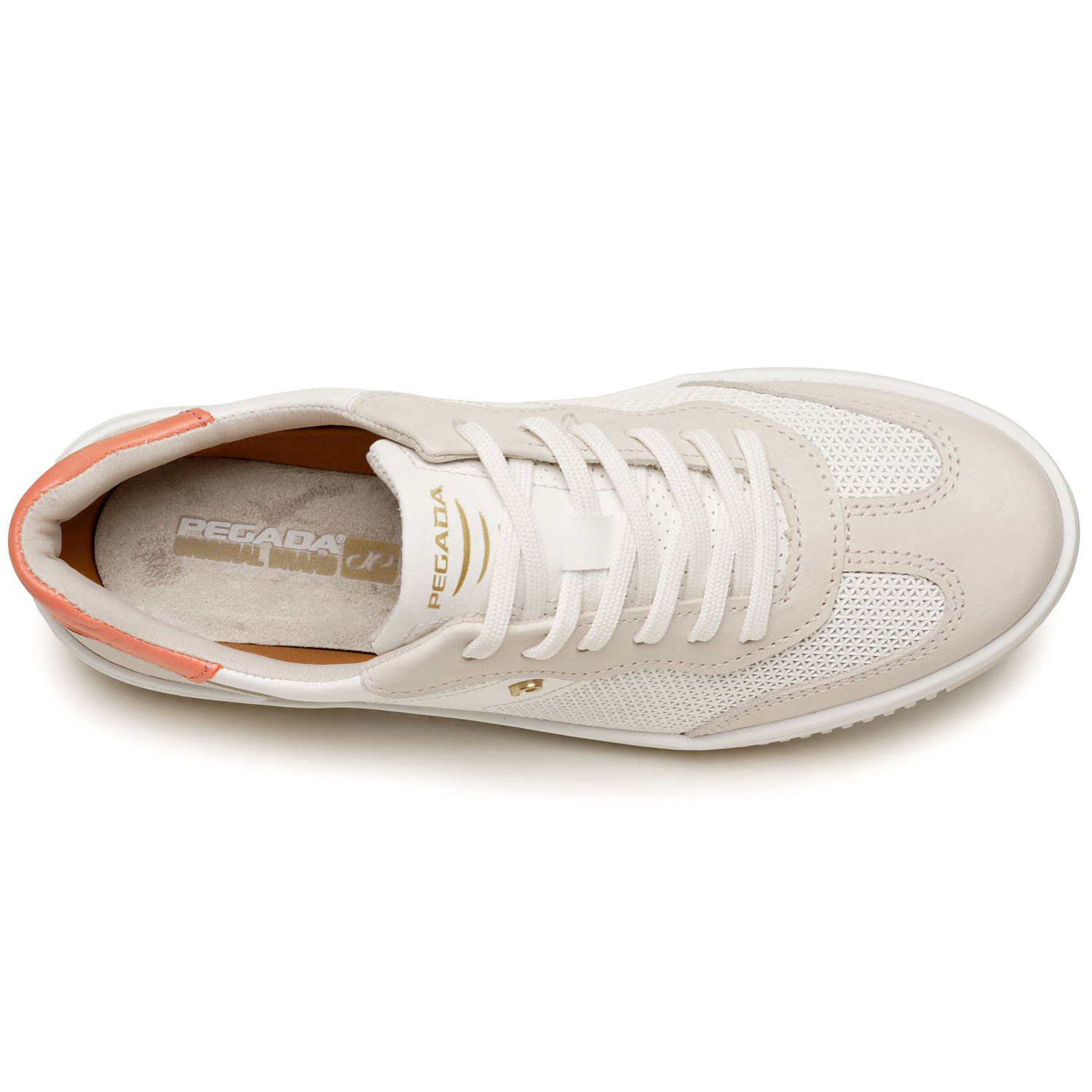 Tênis Pegada Feminino em Couro Branco 211805-02 Branco/Bege/Rosa 6