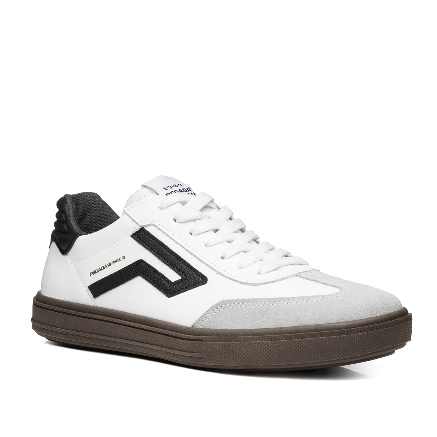 Tênis Casual Pegada Masculino em Couro Branco 111507-02 Branco/Preto/Cinza 2