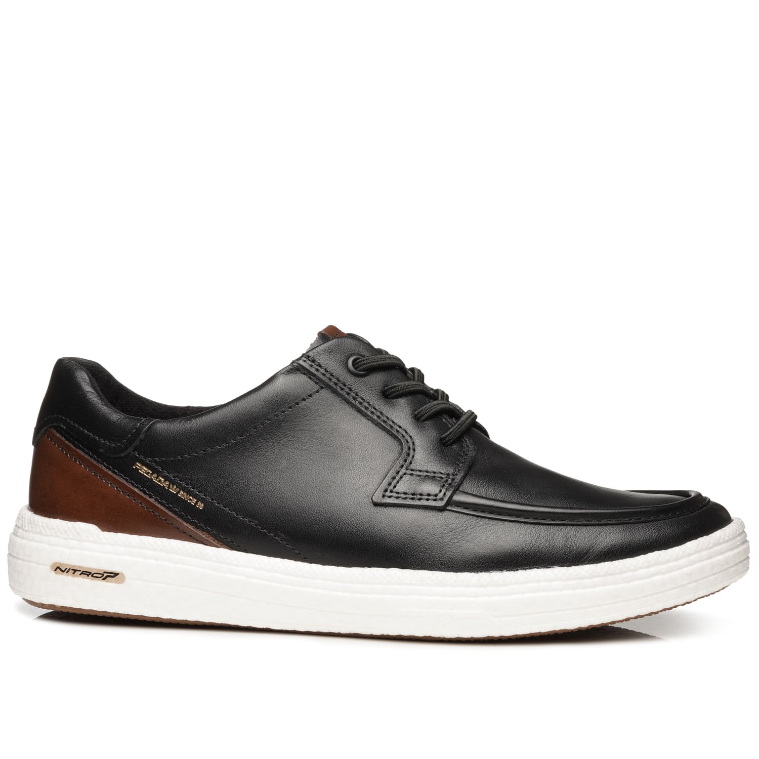 Tênis Casual Pegada Masculino em Couro Preto 112002-01