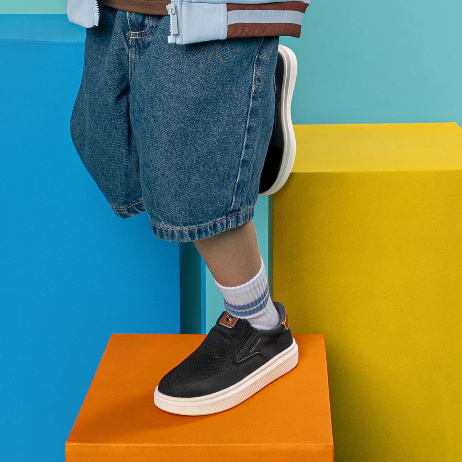 Tênis Casual Pegada Infantil em Microfibra Preto 372106-04 Preto 2