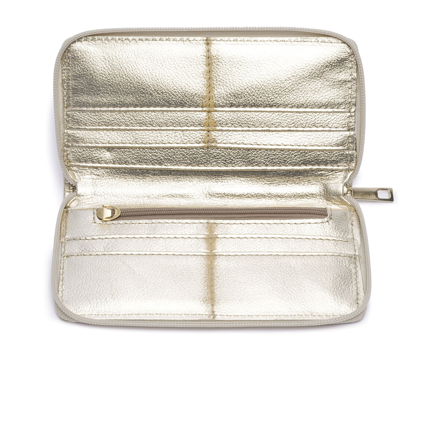 Carteira Pegada Feminina em Couro Ouro CA001301-06 Prata 3