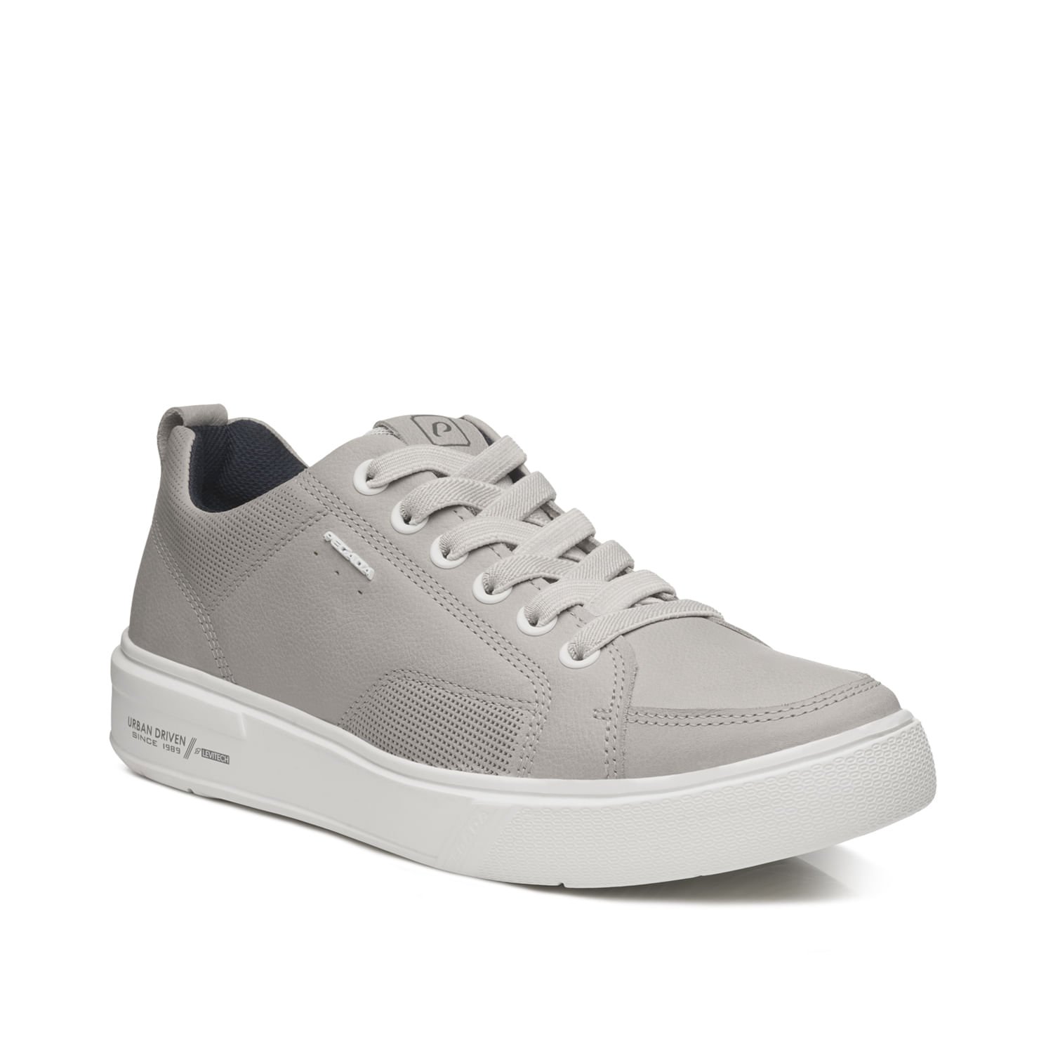 Tênis Casual Pegada Masculino Plus Size em Couro Silver 511902-09 Cinza 2