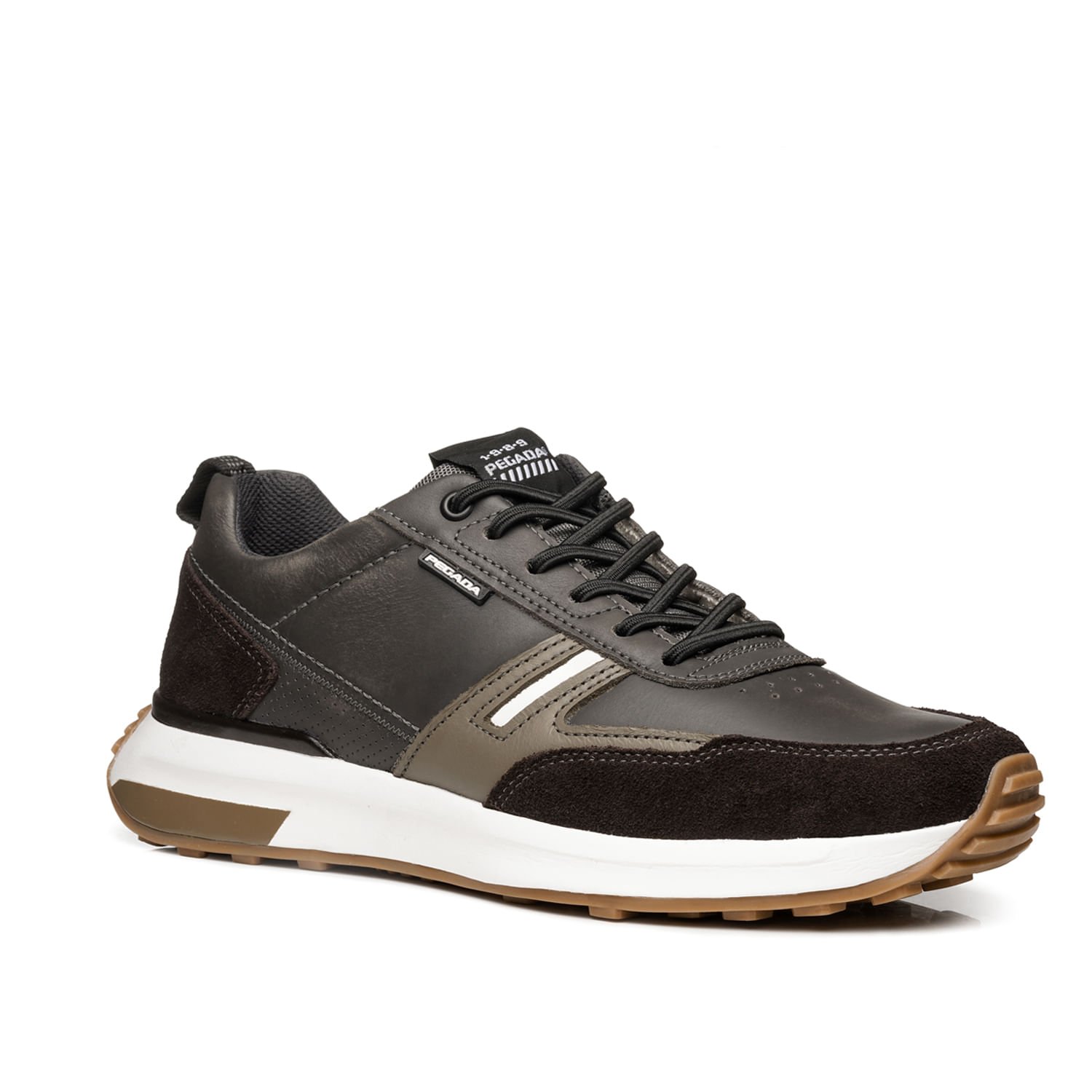 Tênis Casual Pegada Masculino em Couro Carbono 110751-07 Preto 2