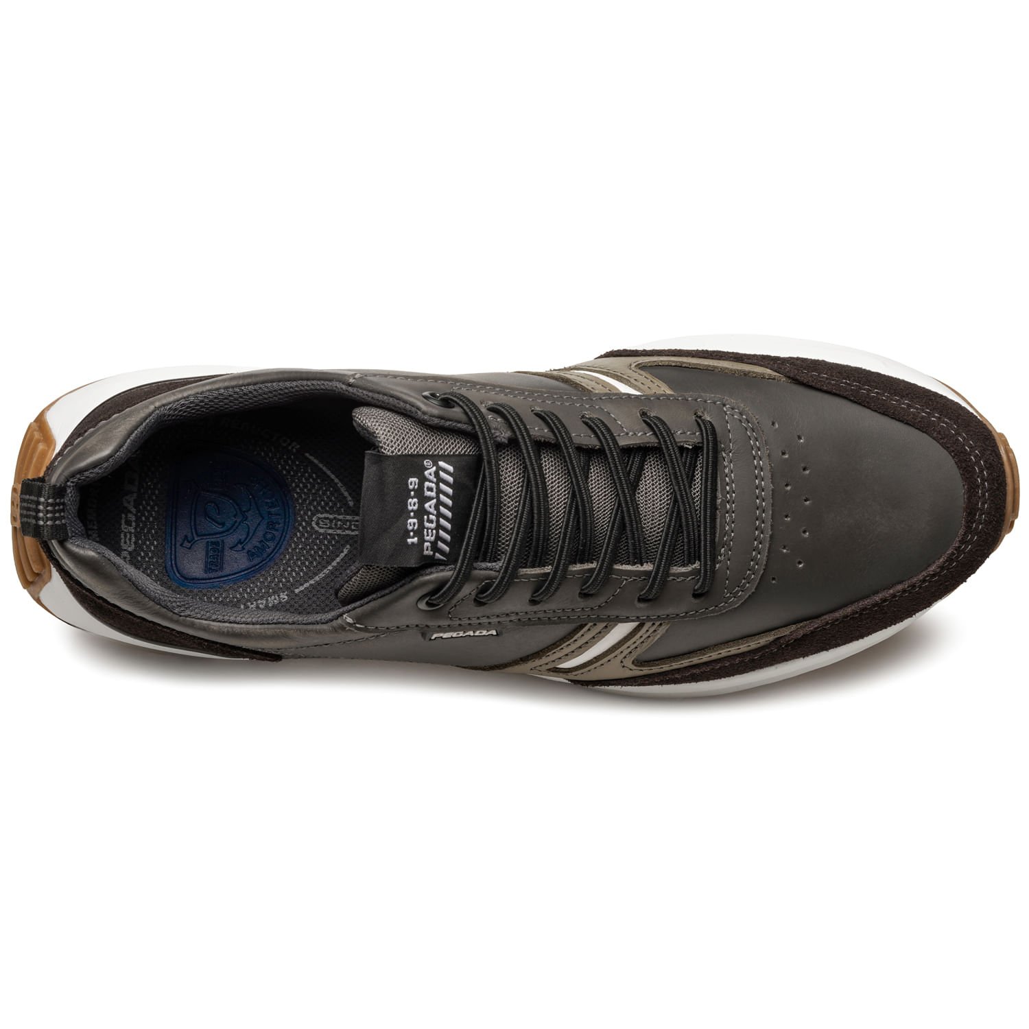 Tênis Casual Pegada Masculino em Couro Carbono 110751-07 Preto 6