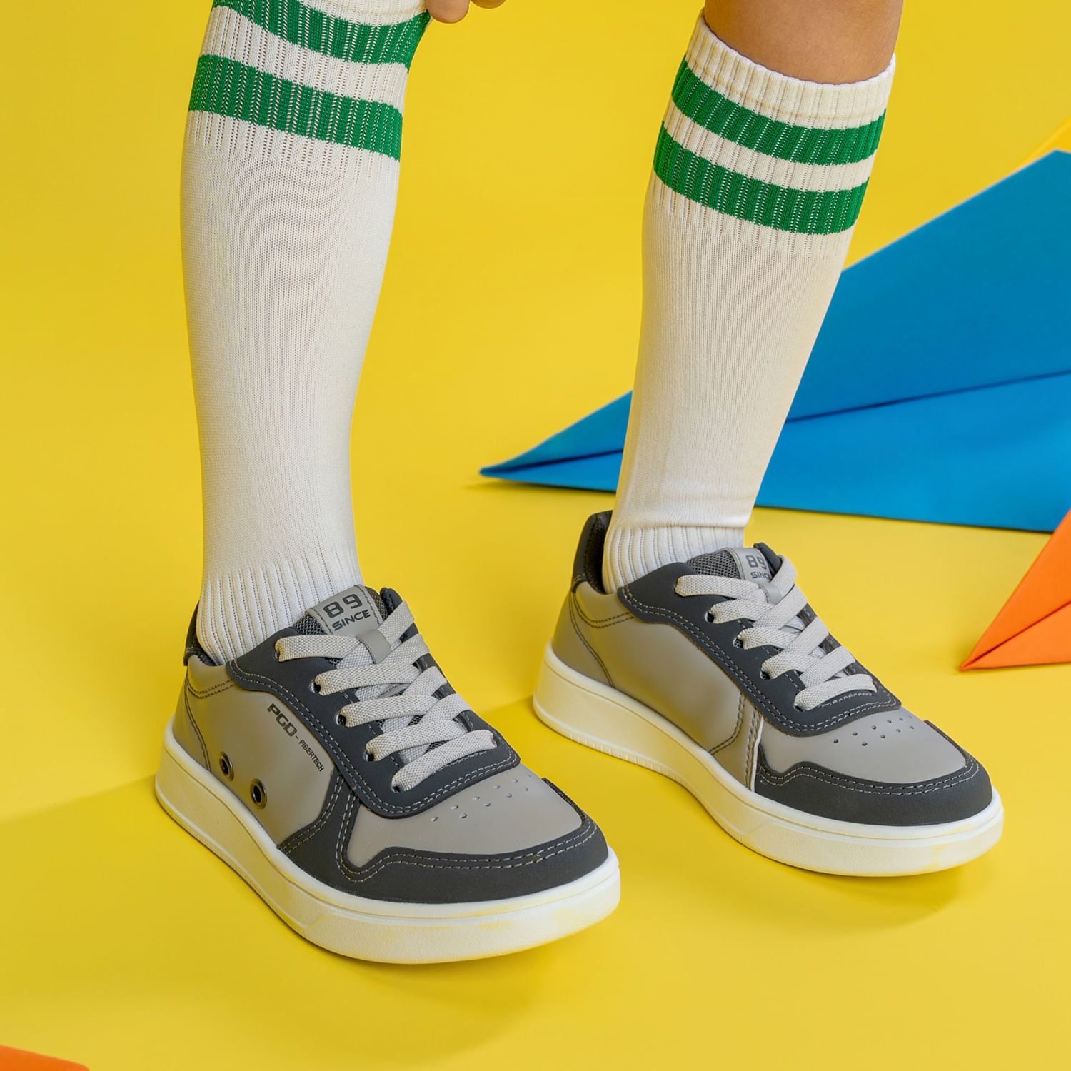 Tênis Casual Pegada Infantil em Microfibra Silver 371901-24 Cinza 2