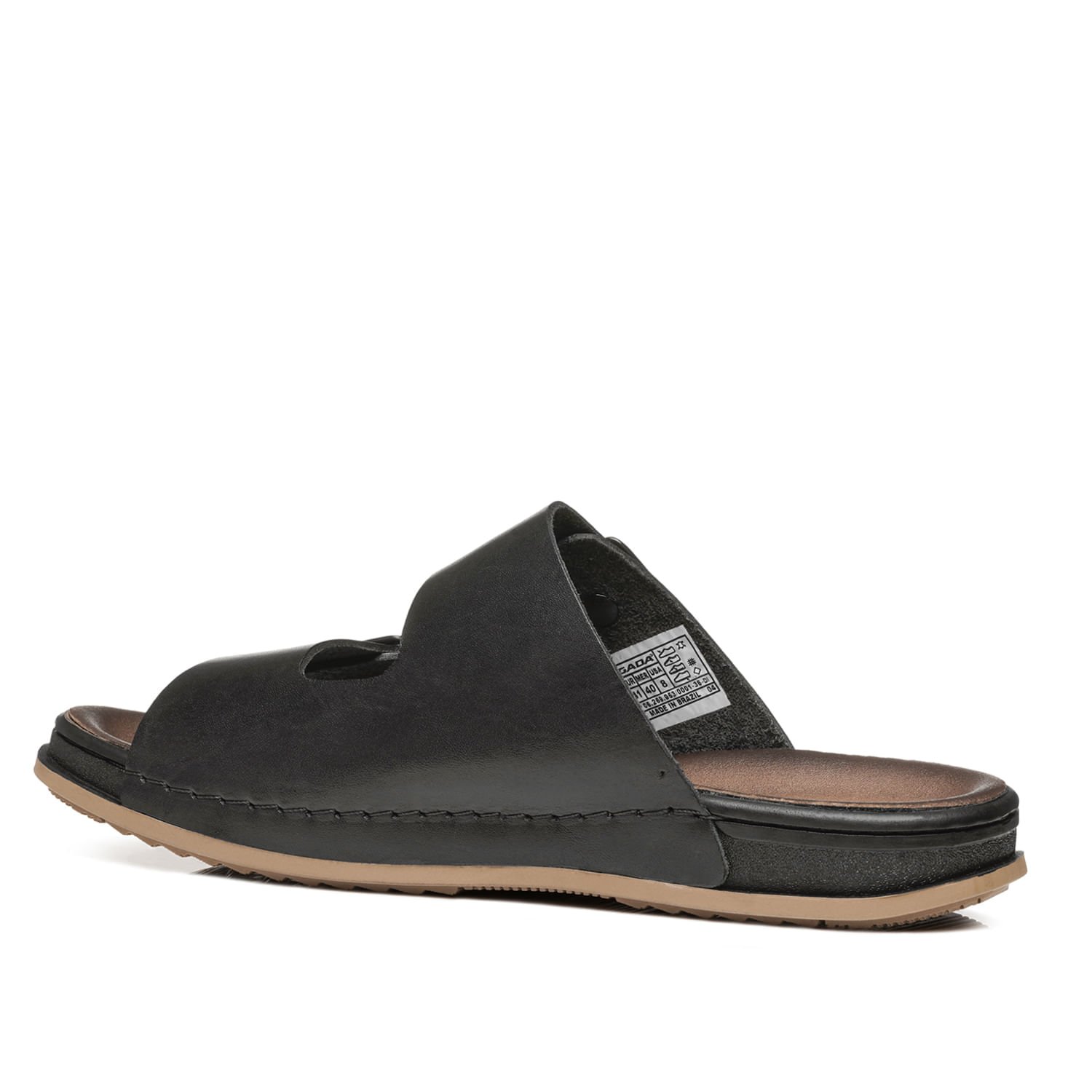 Chinelo Pegada Masculino em Couro Preto 134851-03 Preto 3