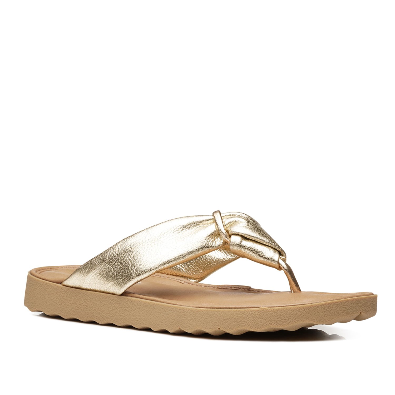 Chinelo Pegada Feminino em Couro Ouro 231402-01 Dourado 3