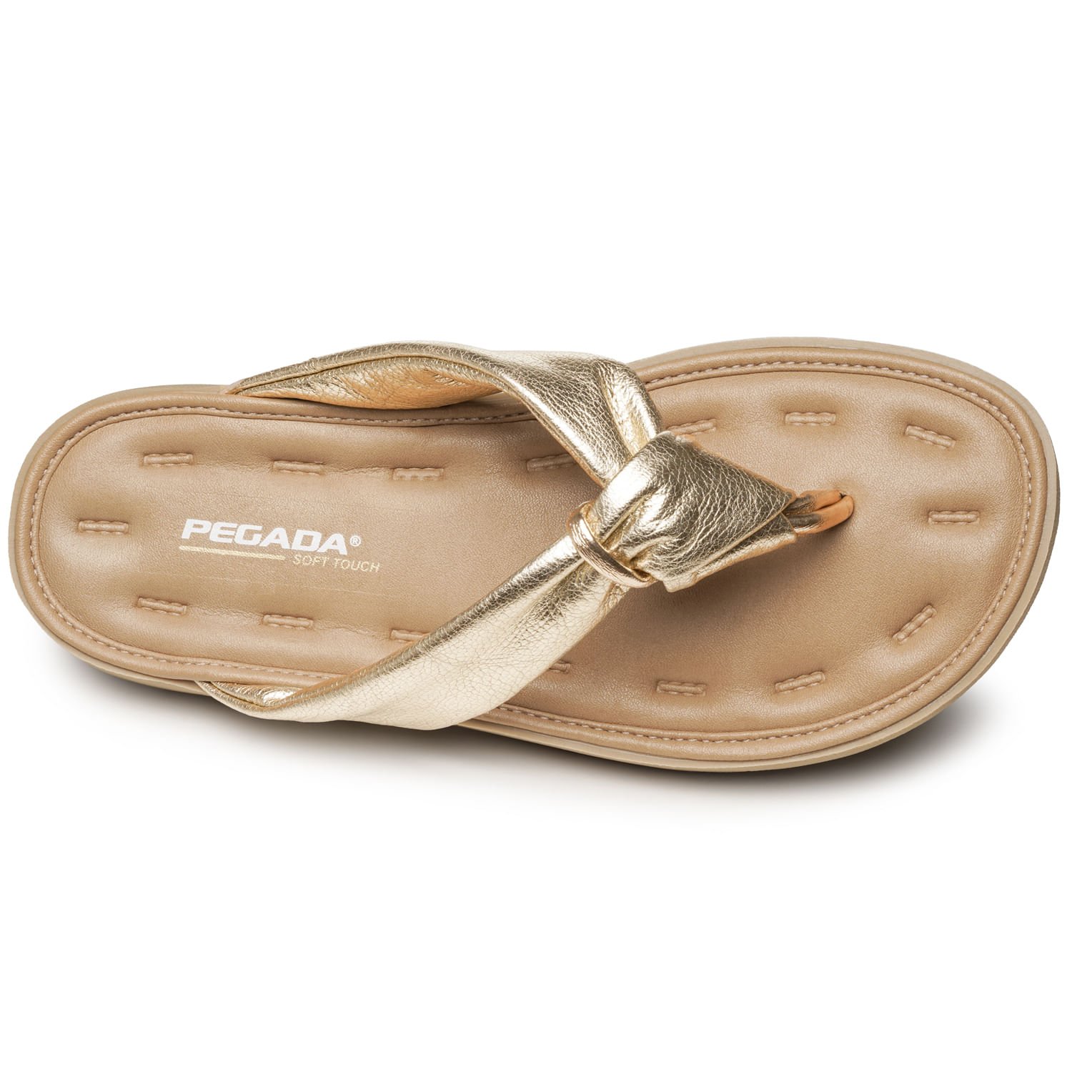 Chinelo Pegada Feminino em Couro Ouro 231402-01 Dourado 6
