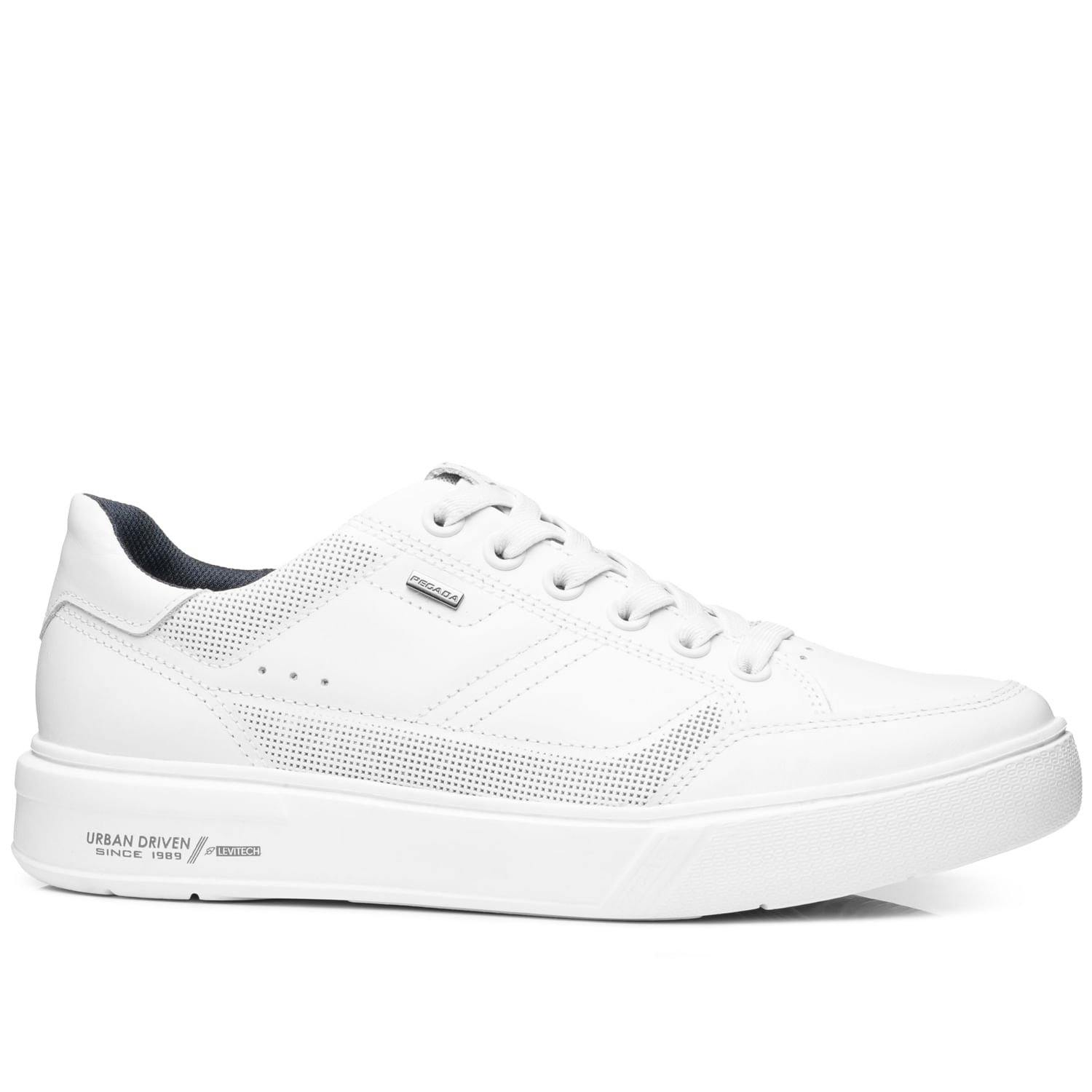 Tênis Casual Pegada Masculino em Couro Branco 111909-01